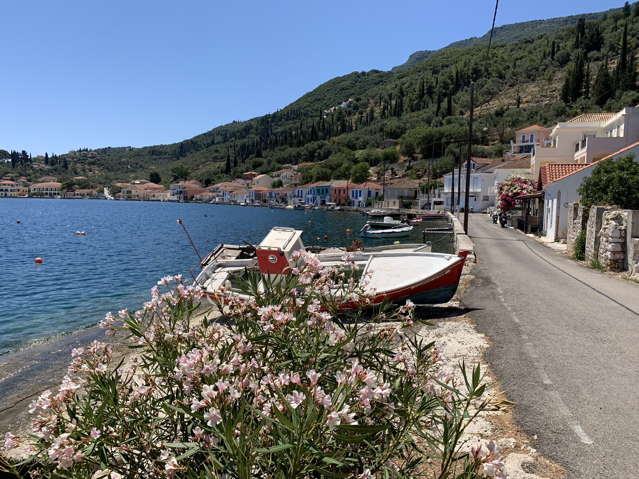 Bay view of Vathi harbour from a rental property in Ithaca Greece