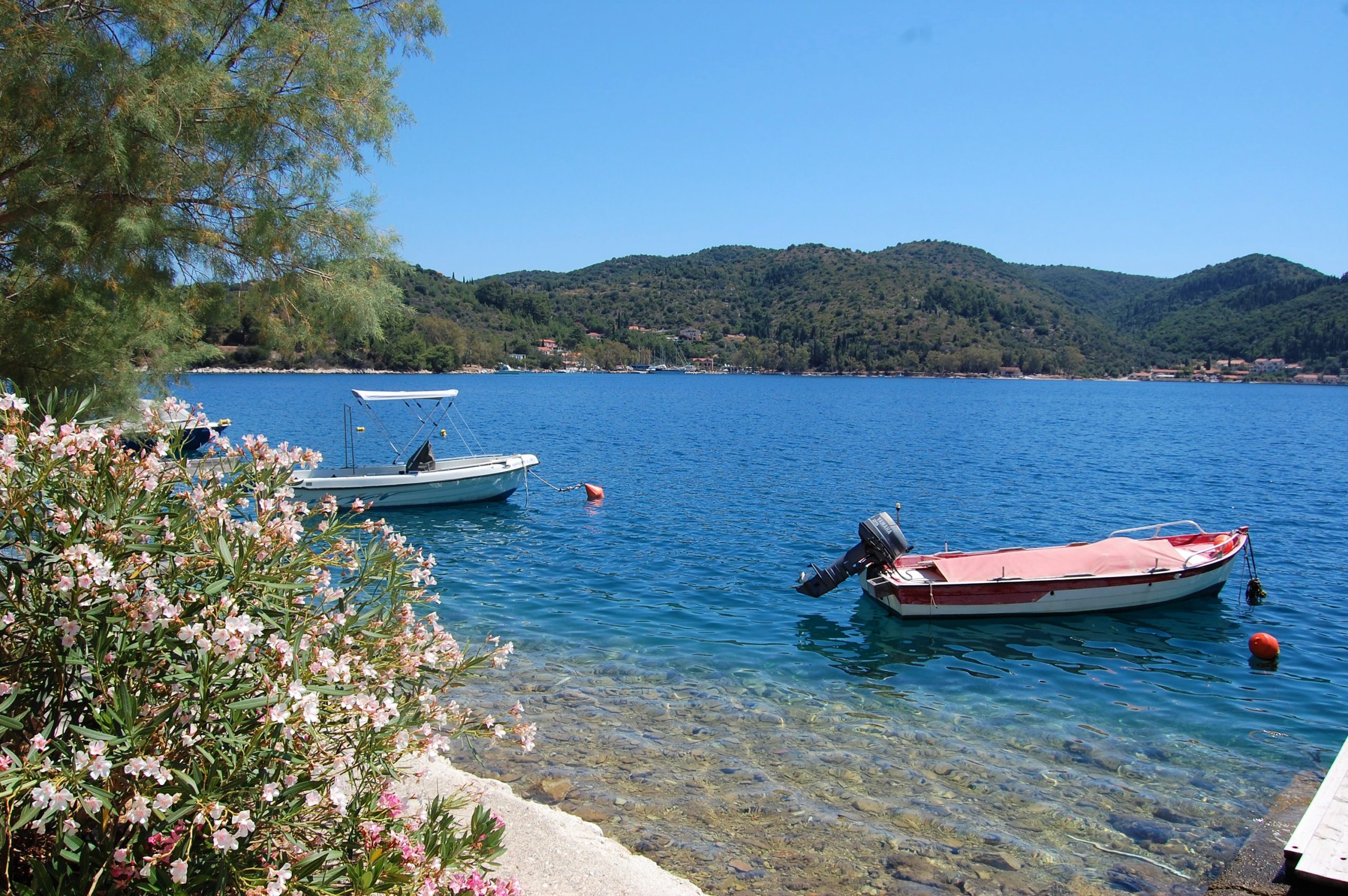 Bay view of Vathi harbour from a rental property in Ithaca Greece