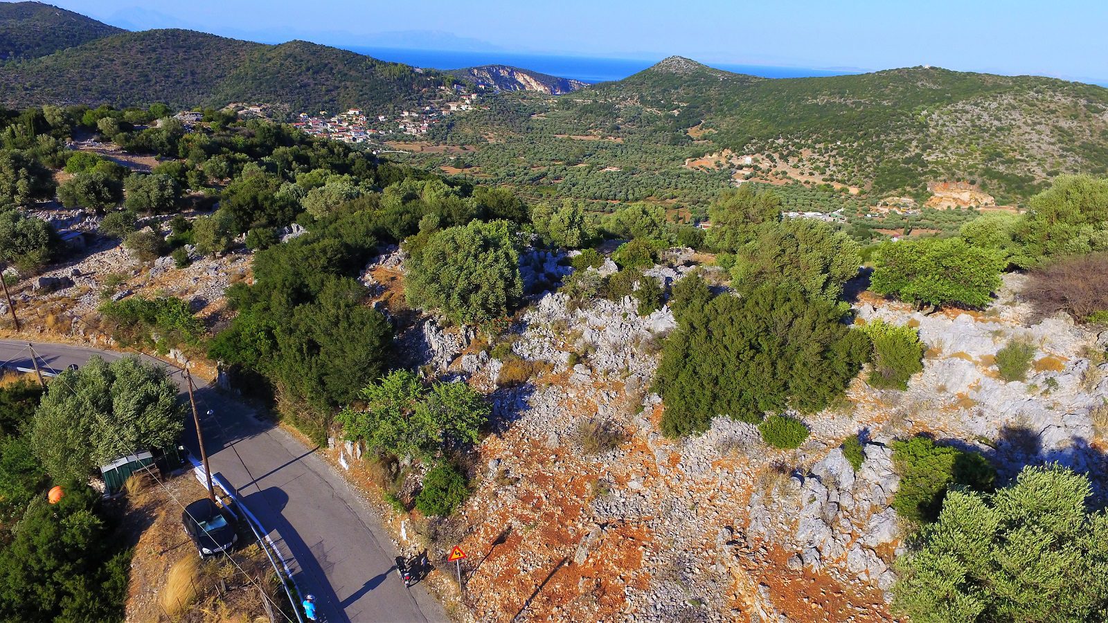 Aerial landscape and view of property for sale in Ithaca Greece Perachori