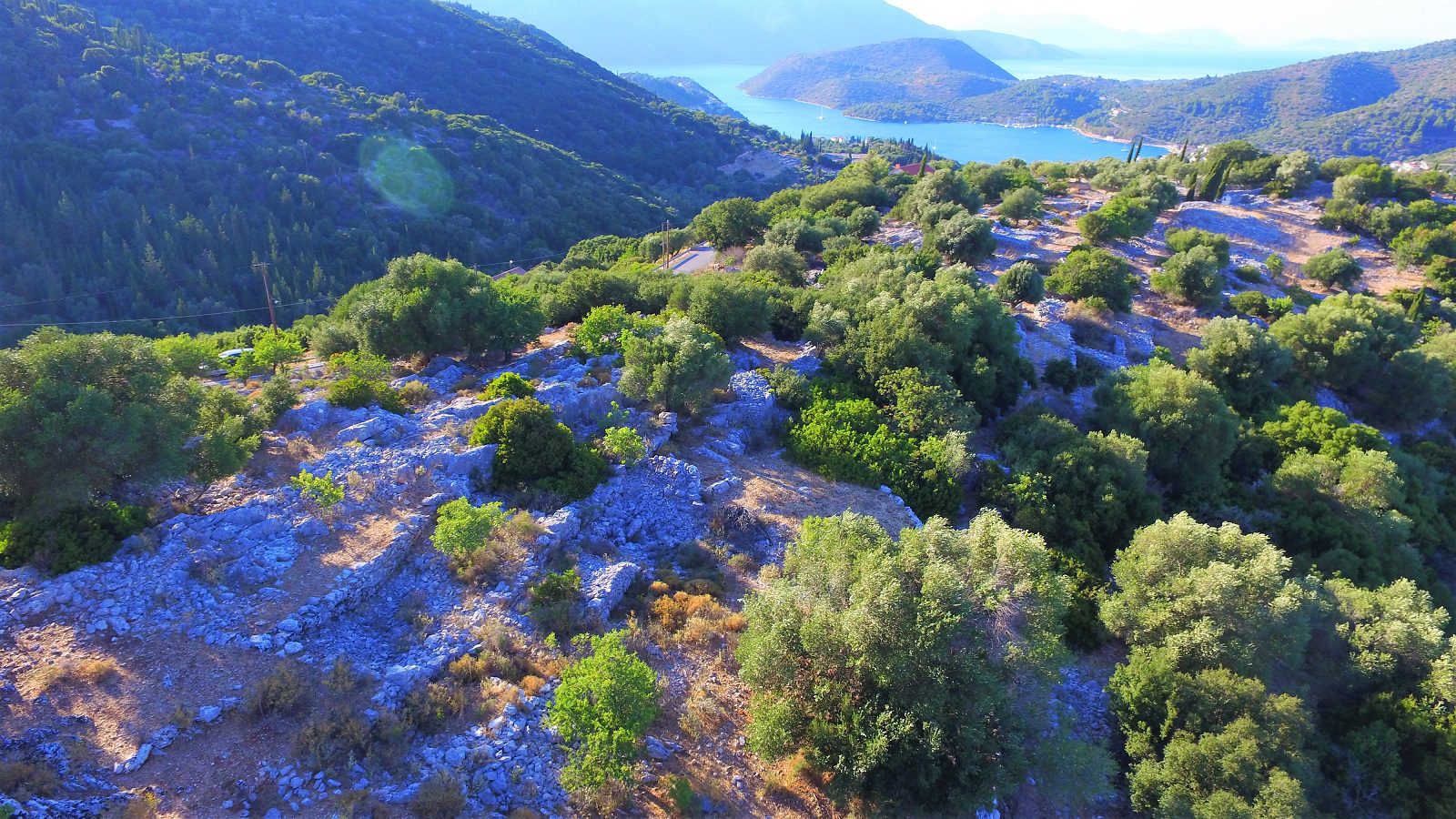 Landscape and terrain of property for sale in Ithaca Greece Perachori