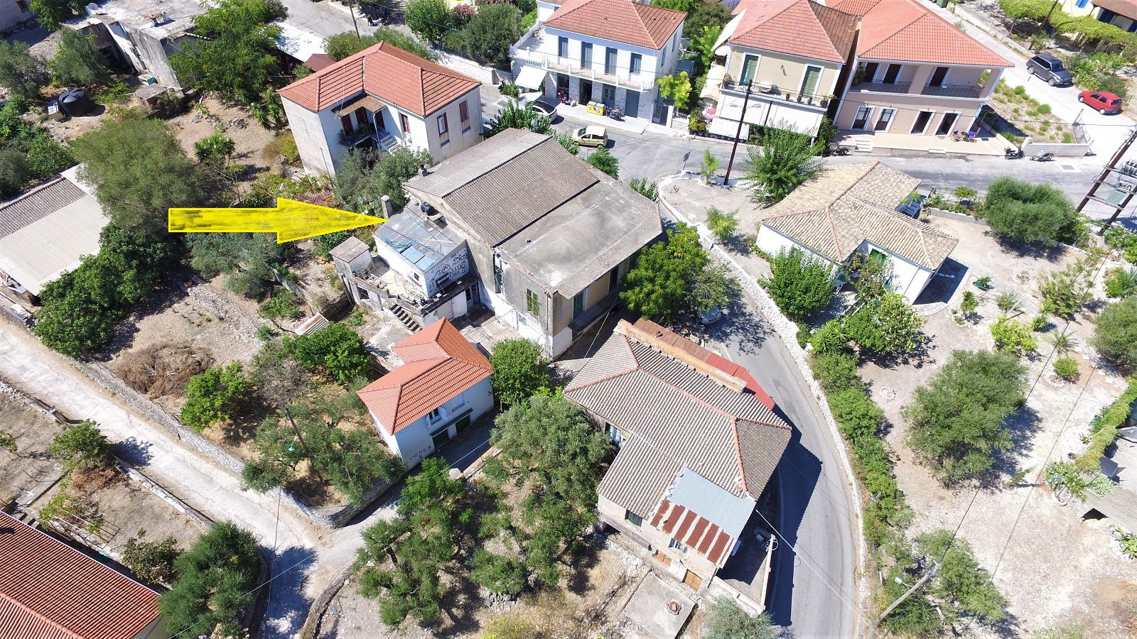 Aerial view of house for sale in Ithaca Greece, Stavros