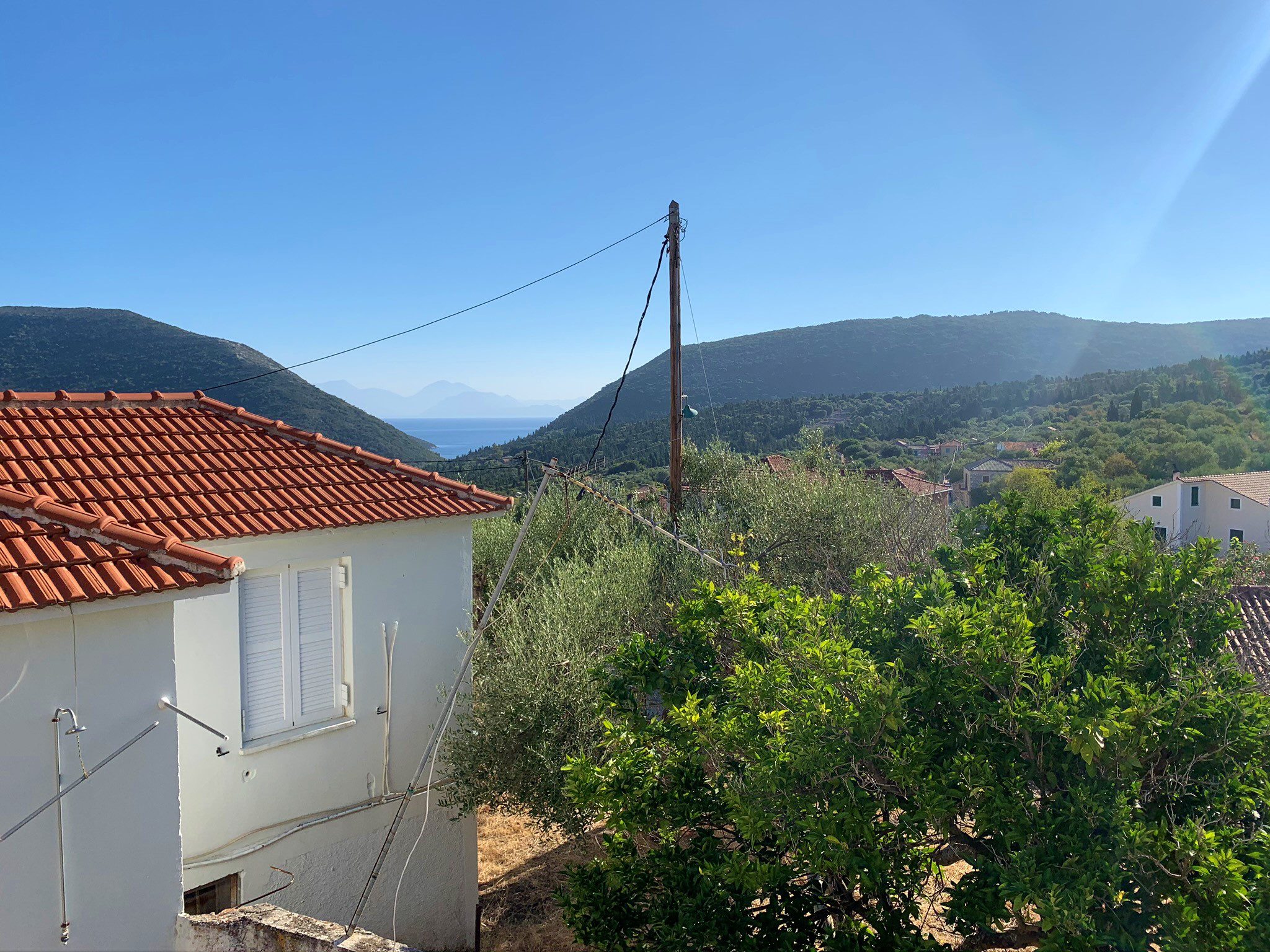 Village and sea view from house for sale in Ithaca Greece, Stavros