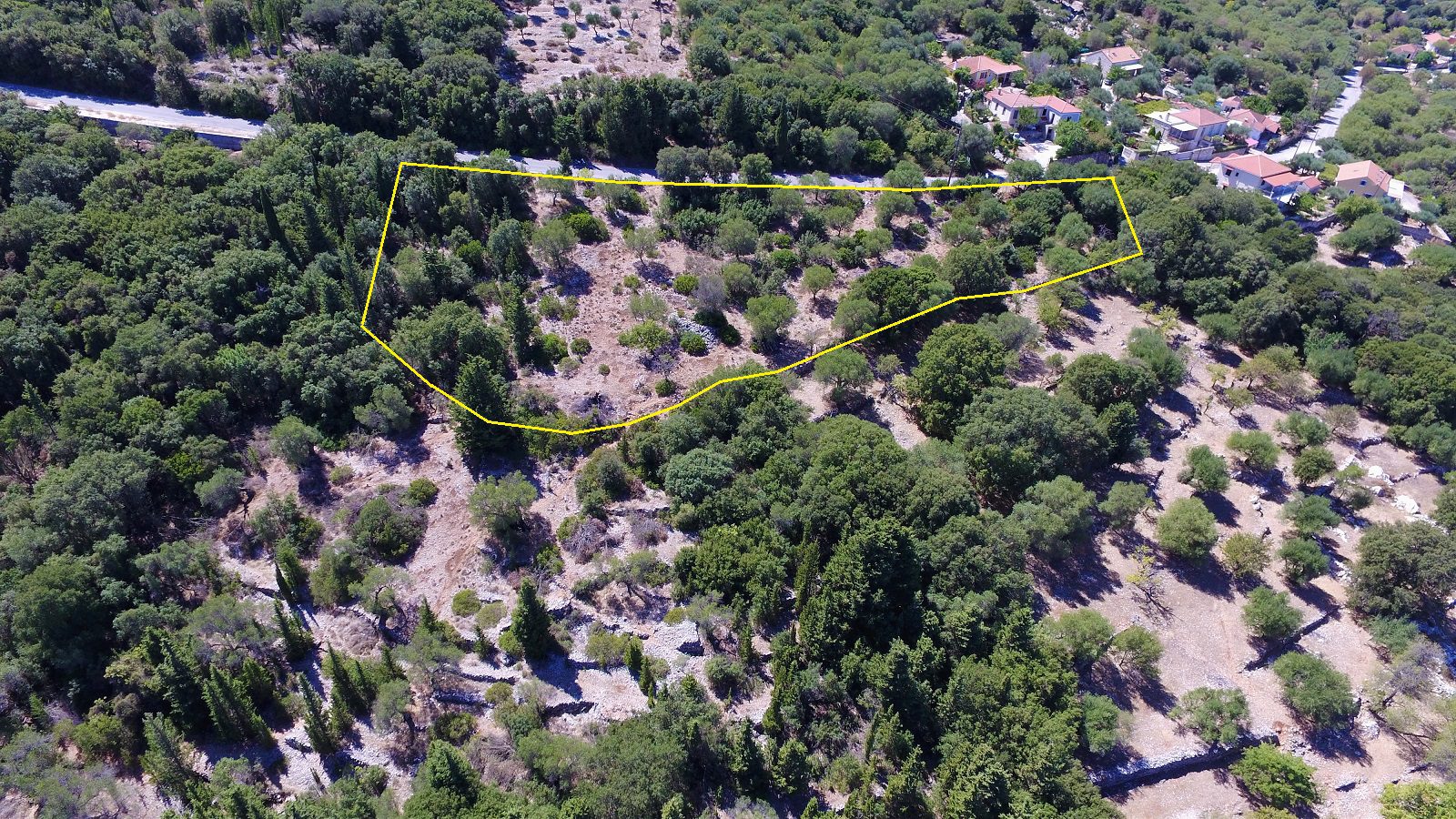 Aerial landscape view from land for sale in Ithaca Greece Stavros
