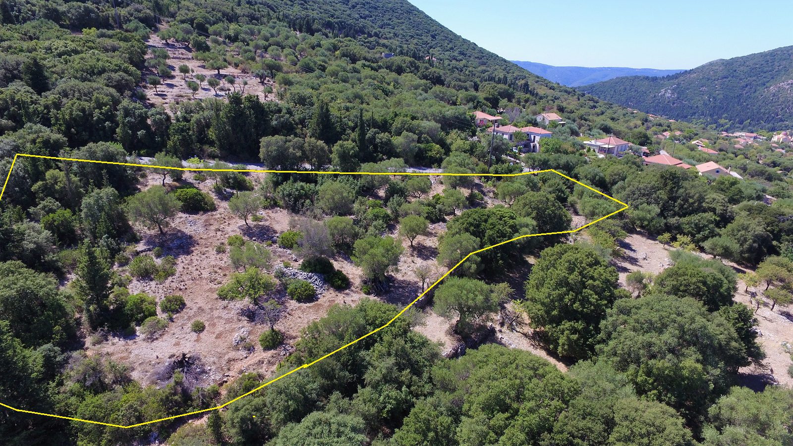 Aerial landscape view from land for sale in Ithaca Greece Stavros