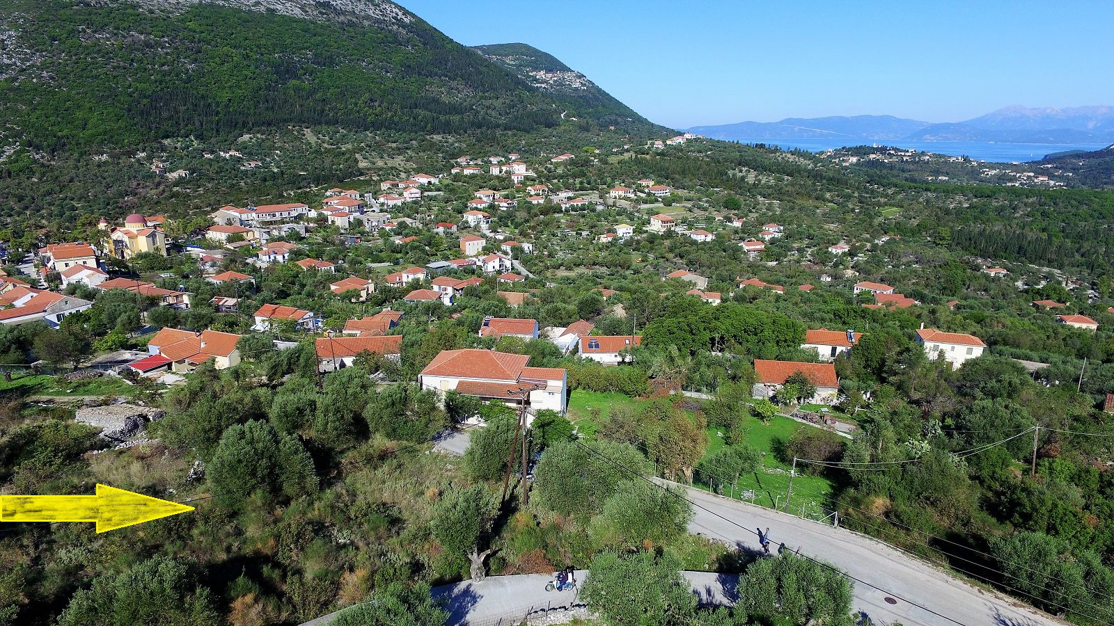 Aerial view of land for sale Ithaca Greece Stavros