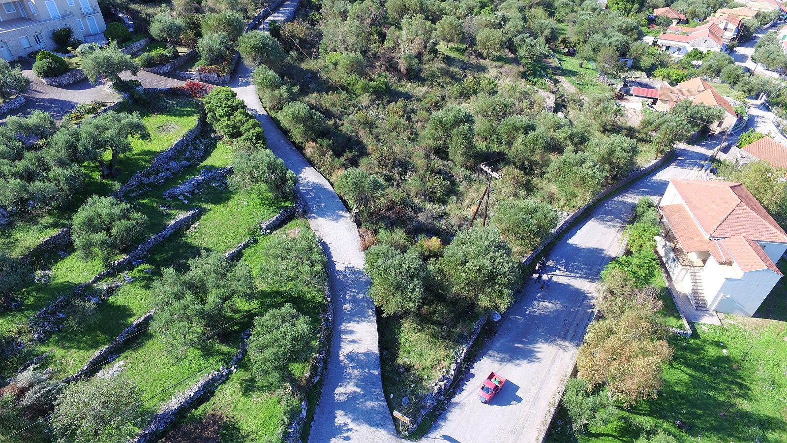 Aerial view of land for sale Ithaca Greece Stavros
