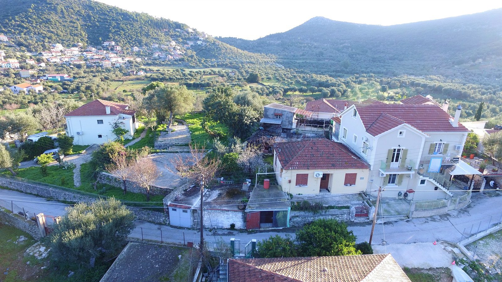 Aerial view of house for sale in Ithaca Greece, Vathi