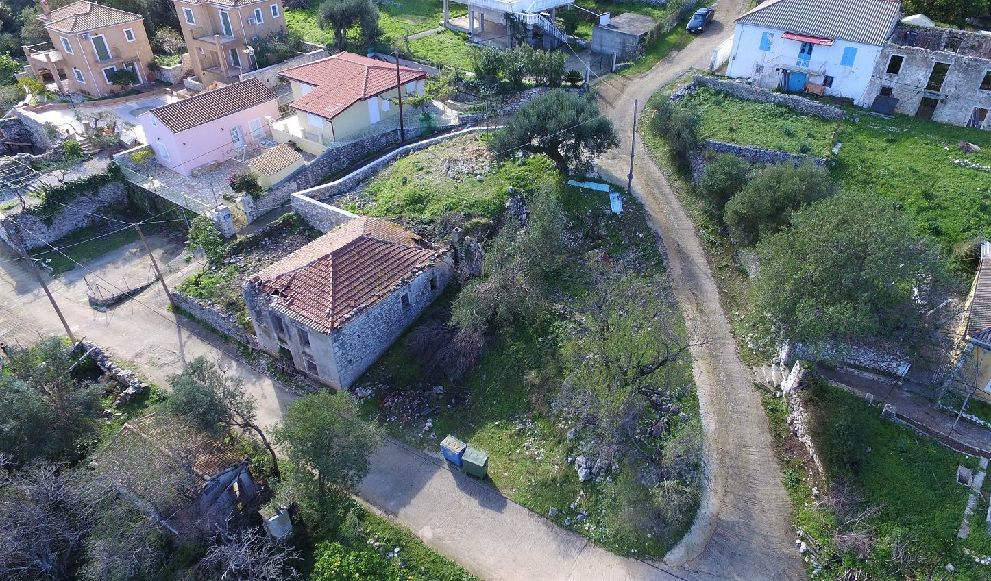 Aerial view of house for sale Ithaca Greece Kolleri