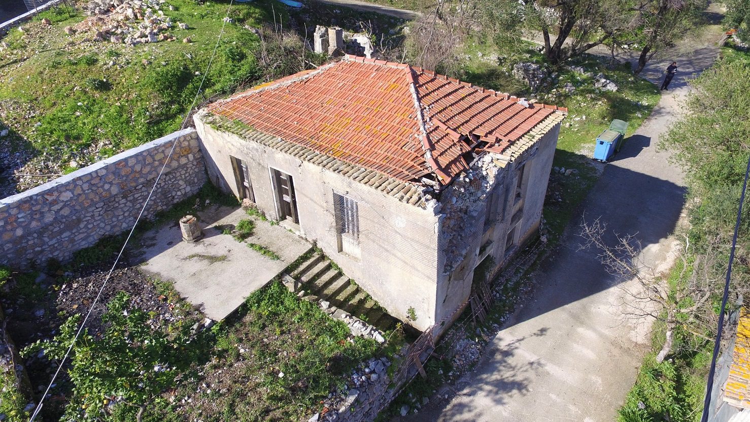 Aerial view of house for sale Ithaca Greece Kolleri
