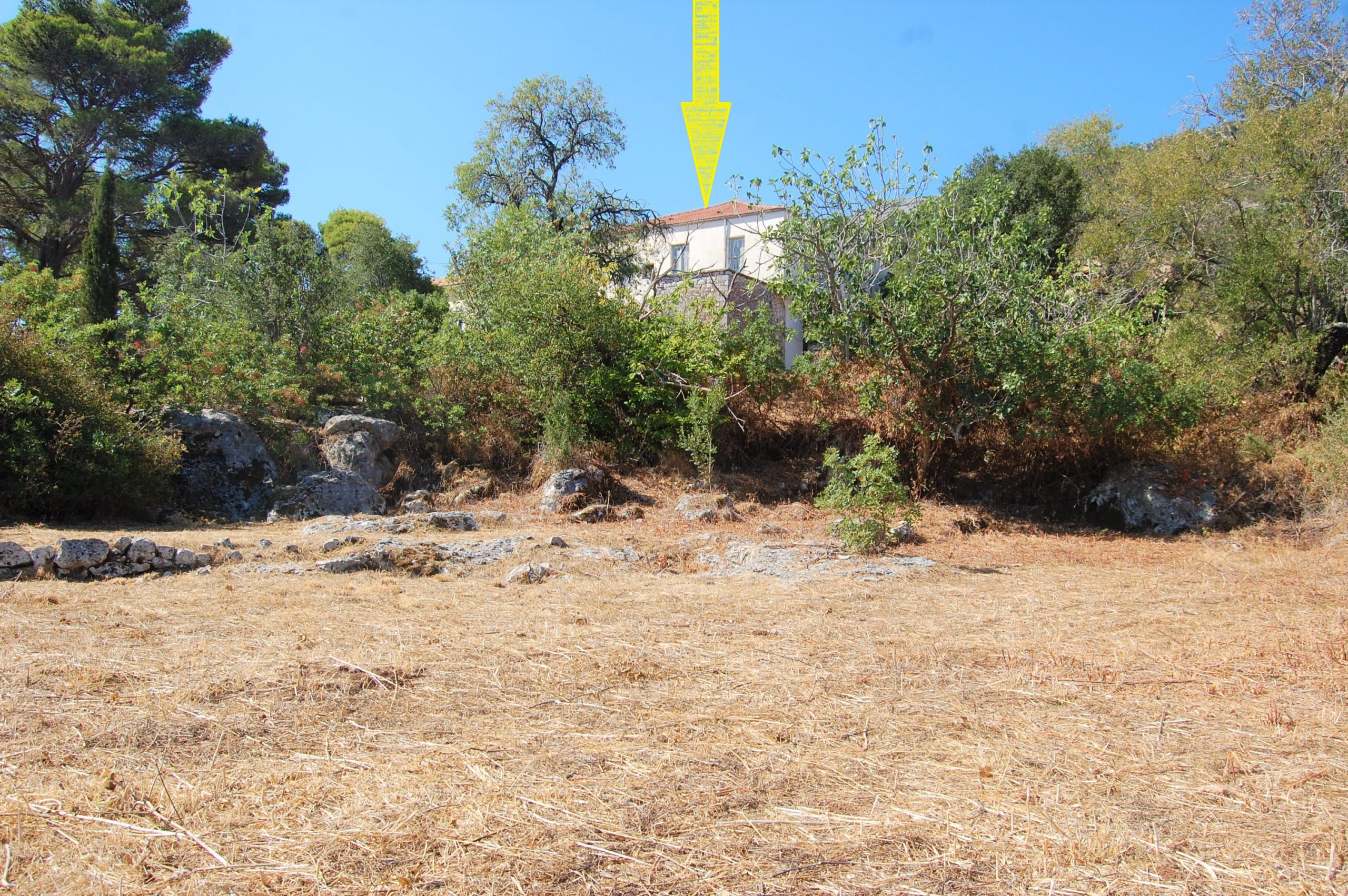 Aerial views of house for sale Ithaca Greece, Anoghi
