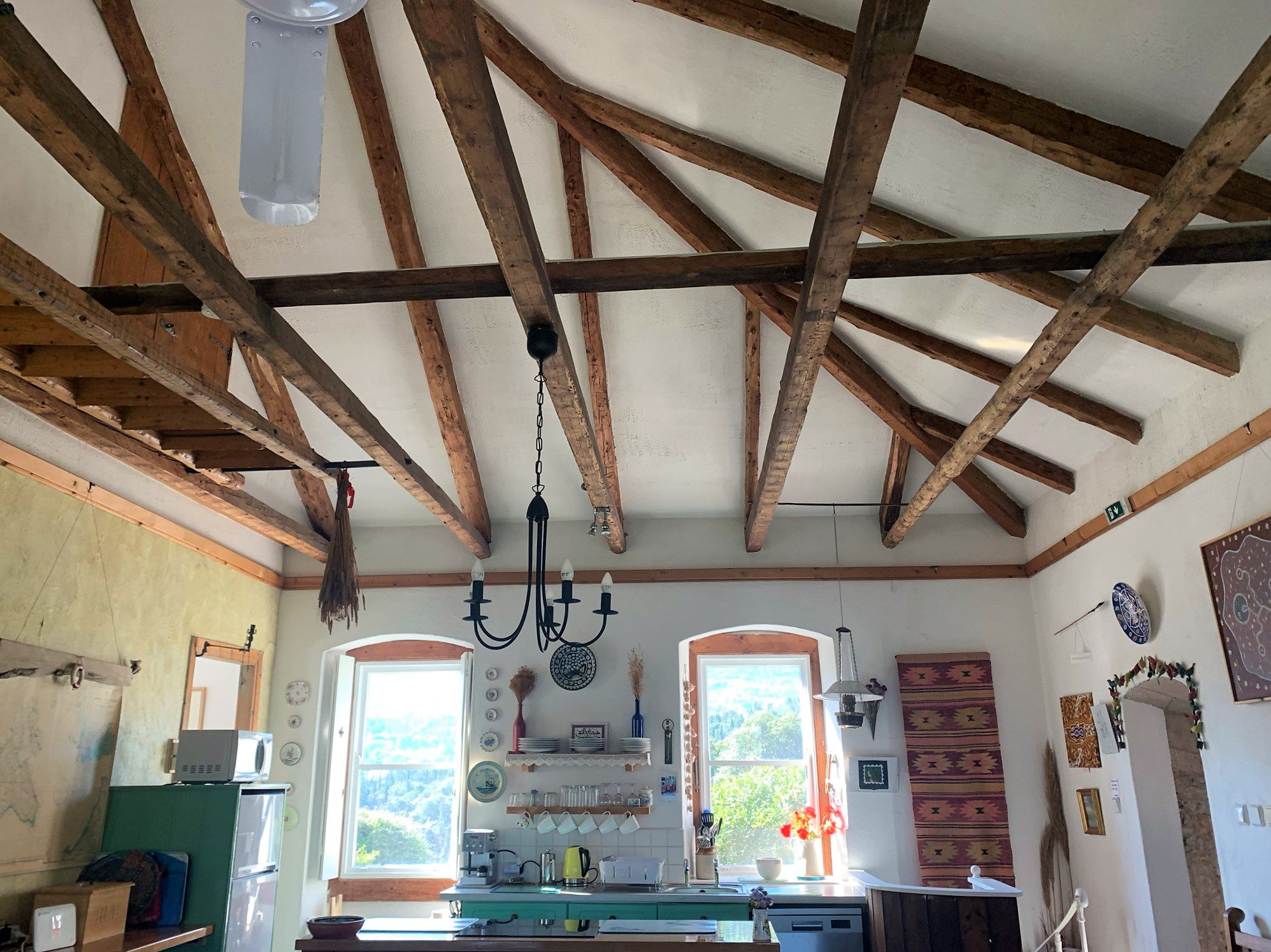 Living room / Kitchen of house for sale Ithaca Greece, Lahos
