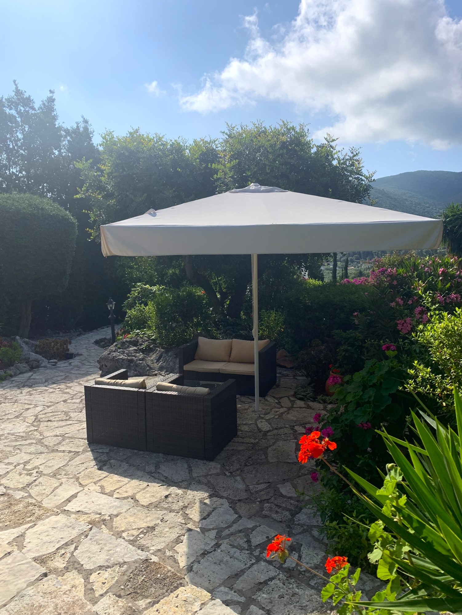 Garden patio of house for sale in Ithaca Greece, Lahos