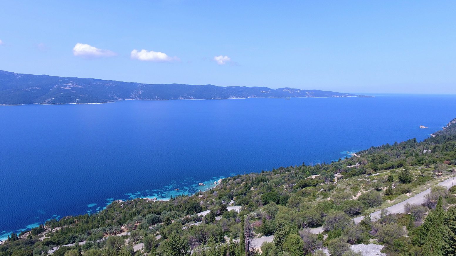 Aerial view and border of land for sale Ithaca Greece, Ag Ioannis