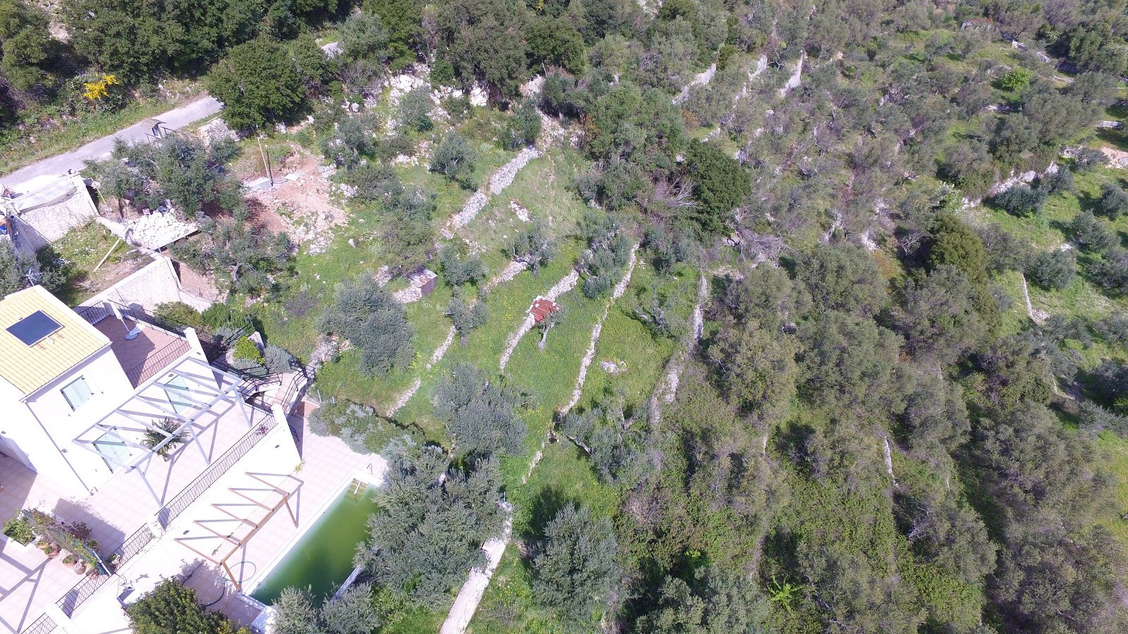 Aerial view of land with license for sale in Ithaca Greece, Perachori
