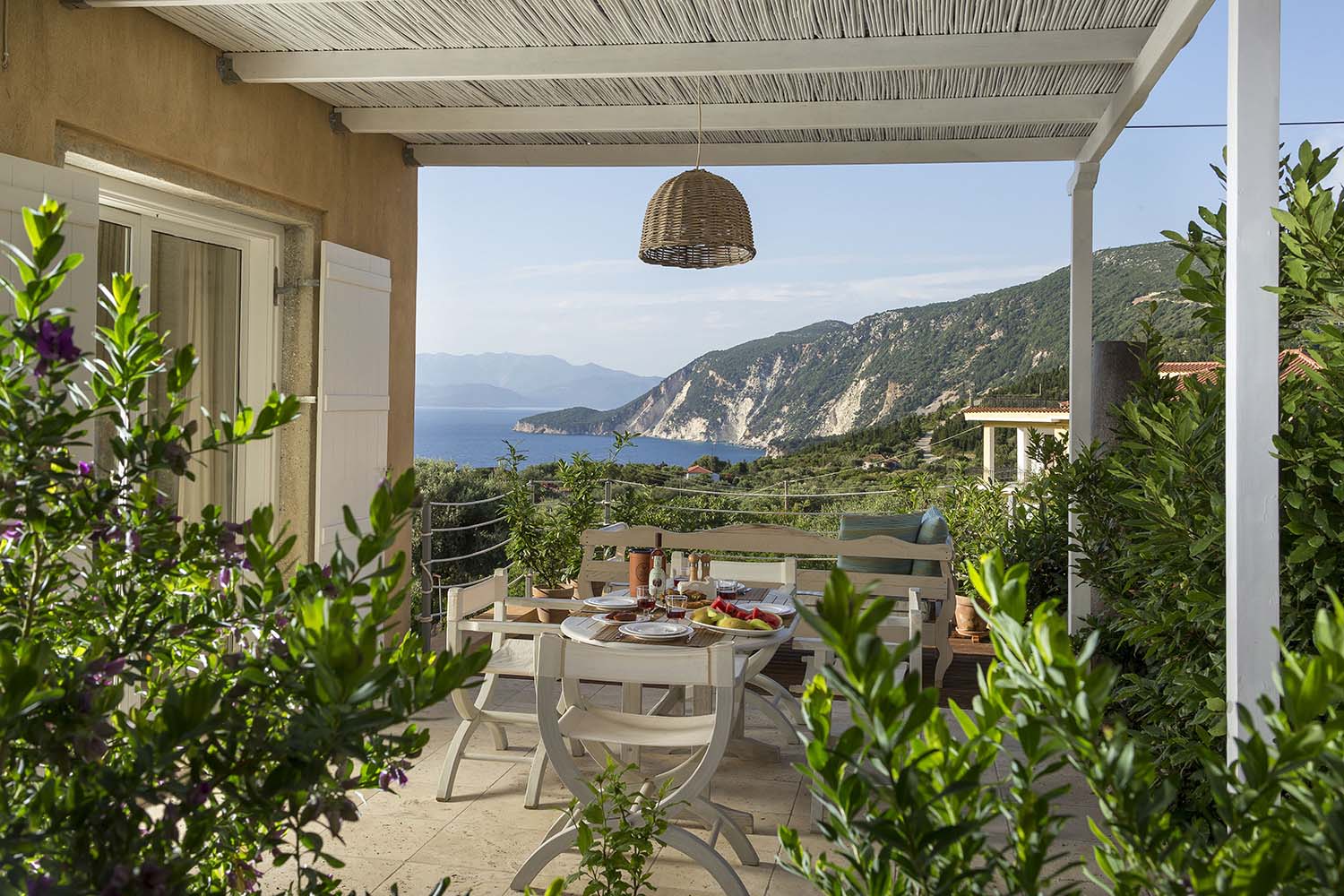 Outdoor terrace of house for sale in Ithaca Greece, Ag. Saranda