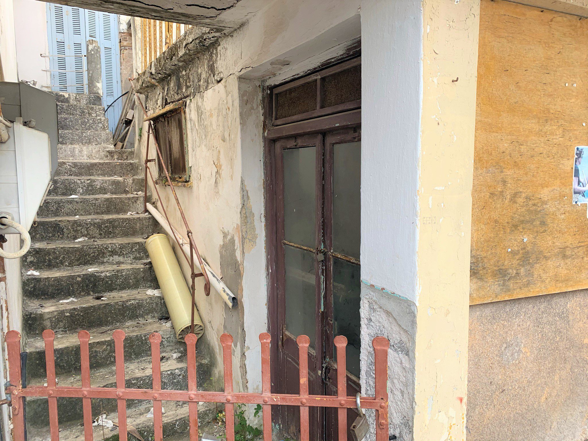 Outside staircase of house for sale in Ithaca Greece Vathi