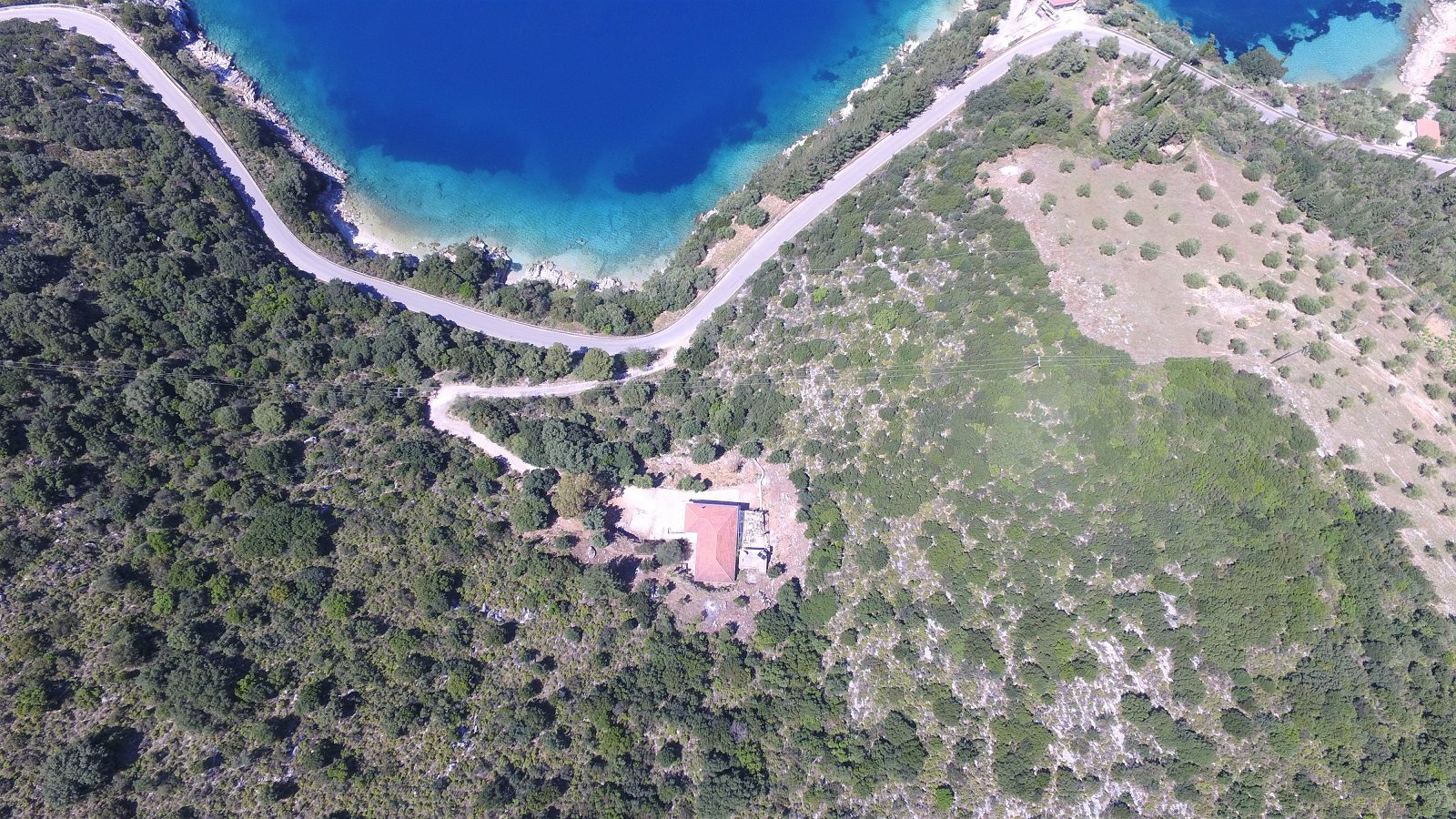 Aerial view from house for sale in Ithaca Greece, Vathi/Dexa