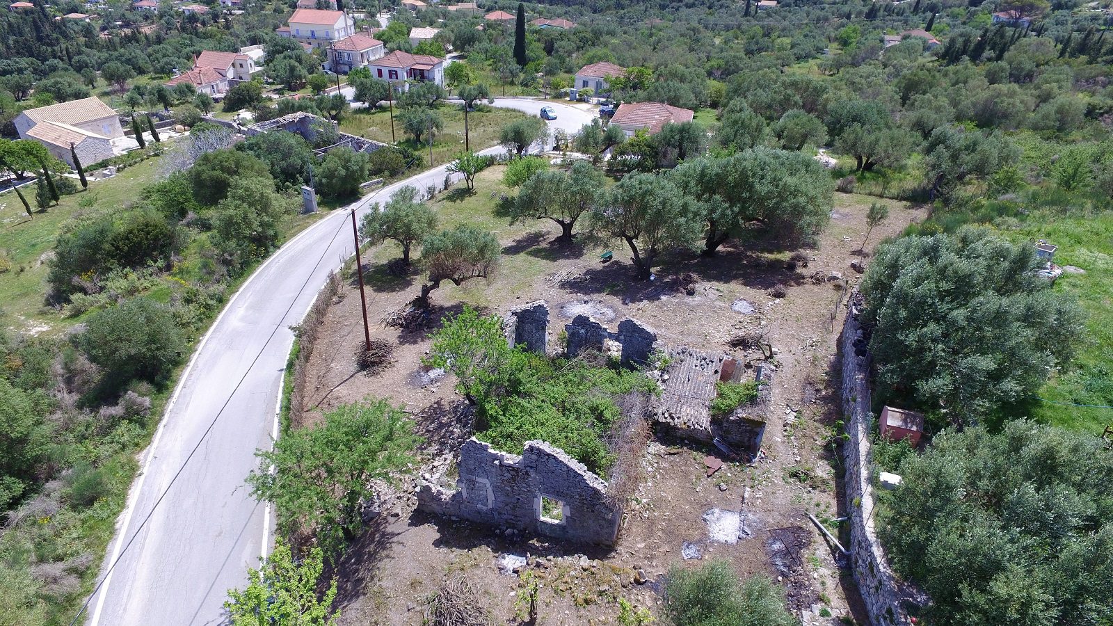 Aerial view and border of land for sale Ithaca Greece, Ag Saranda