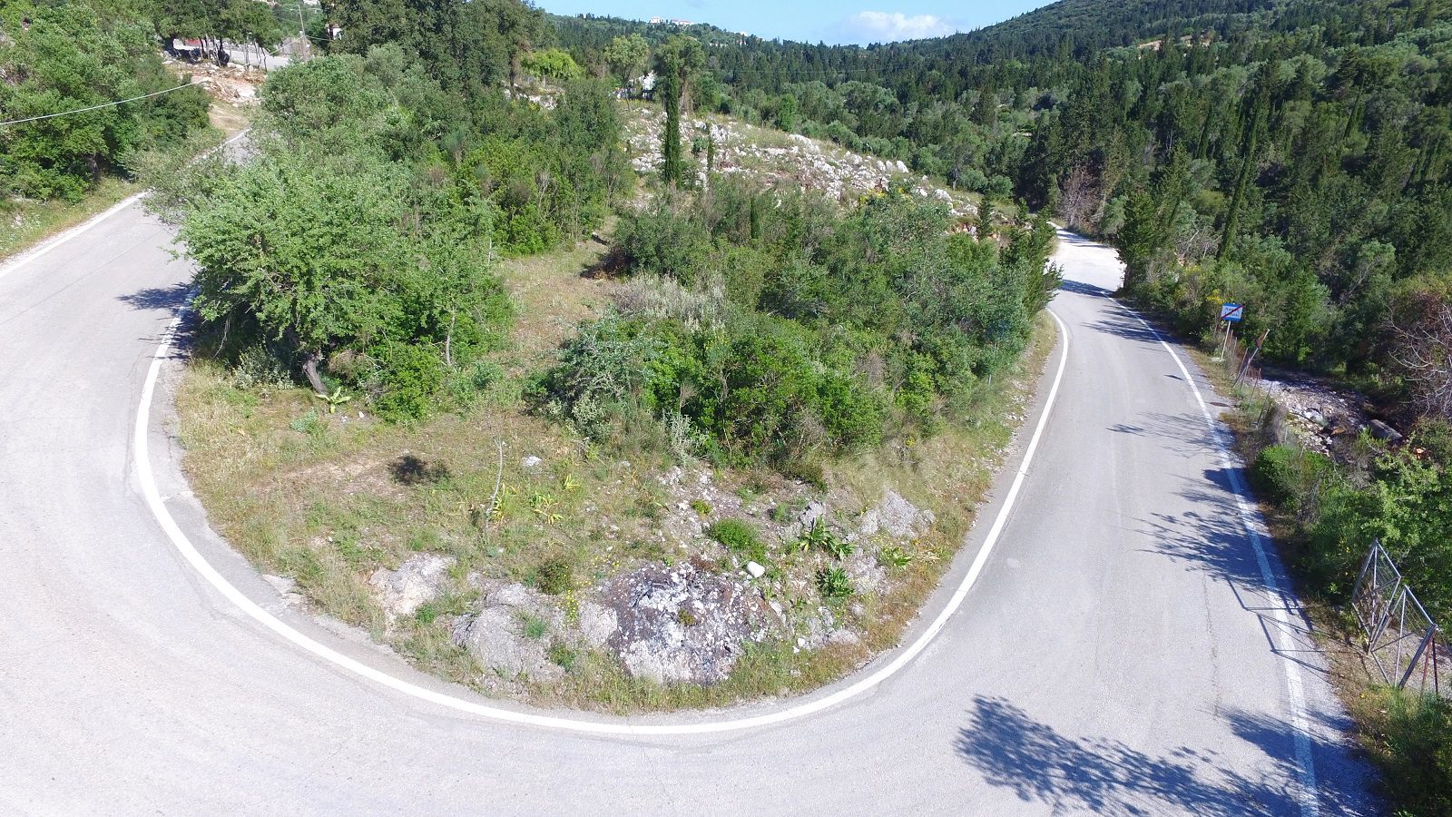 Aerial view of land for sale on Ithaca Greece, Lefki