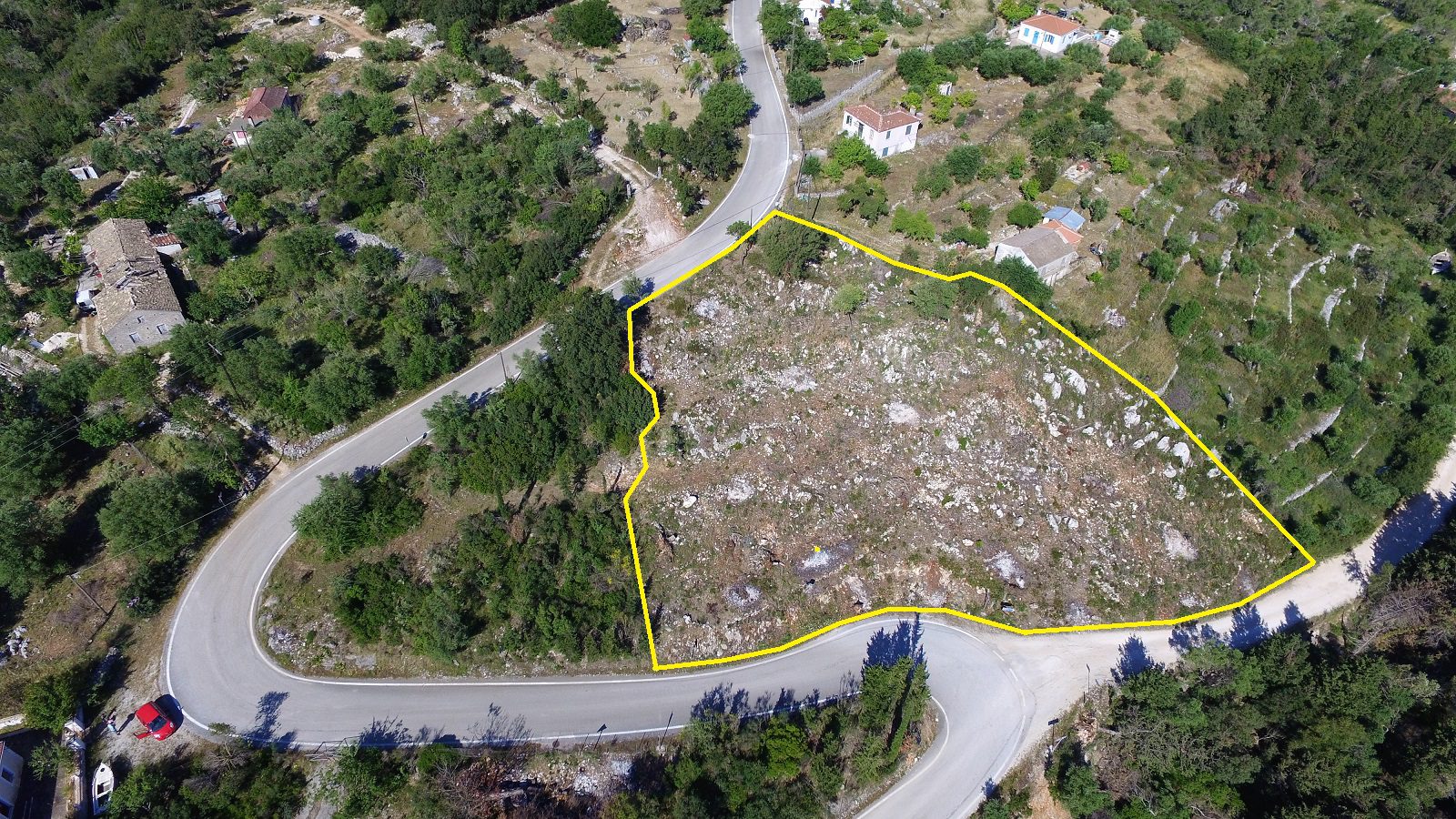 Aerial view of land for sale on Ithaca Greece, Lefki