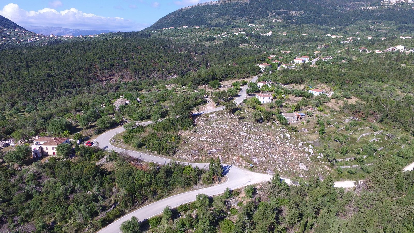 Aerial view of land for sale on Ithaca Greece, Lefki