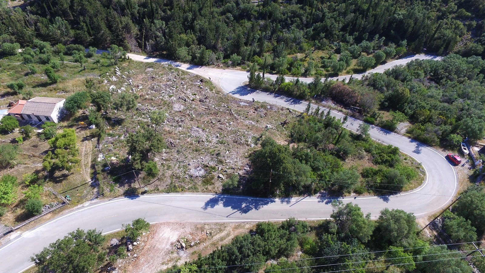 Aerial view of land for sale on Ithaca Greece, Lefki