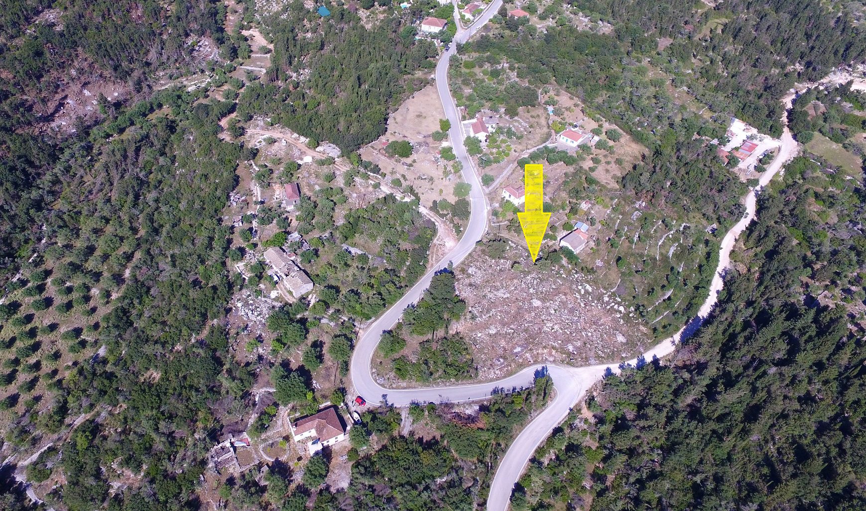 Aerial view of land for sale on Ithaca Greece, Lefki