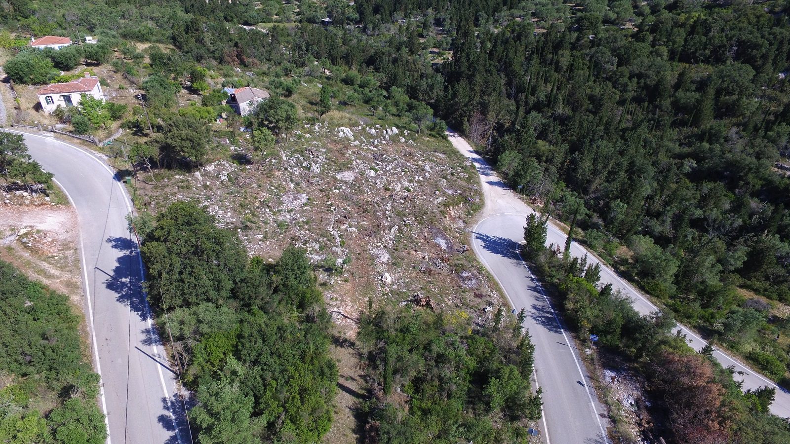 Aerial view of land for sale on Ithaca Greece, Lefki
