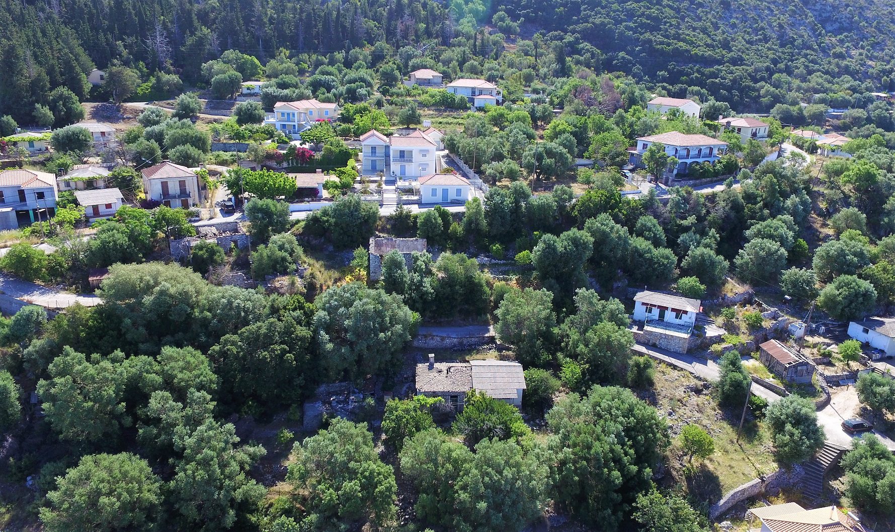 Aerial view of land for sale on Ithaca Greece, Lefki