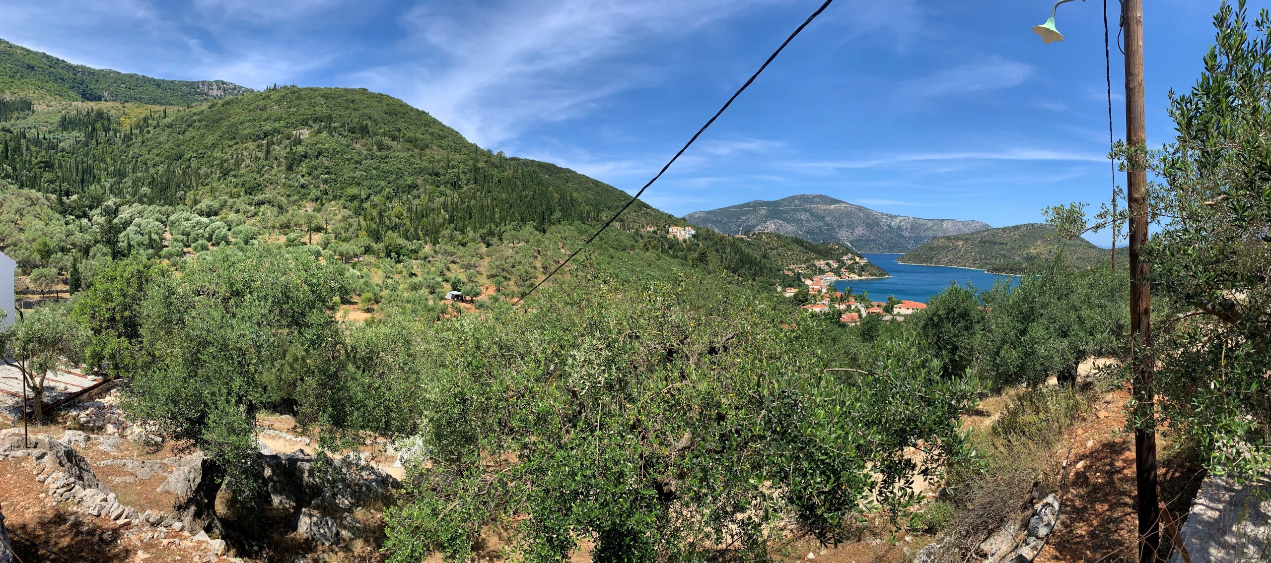 Sea view of land for sale on Ithaca Greece, Vathi