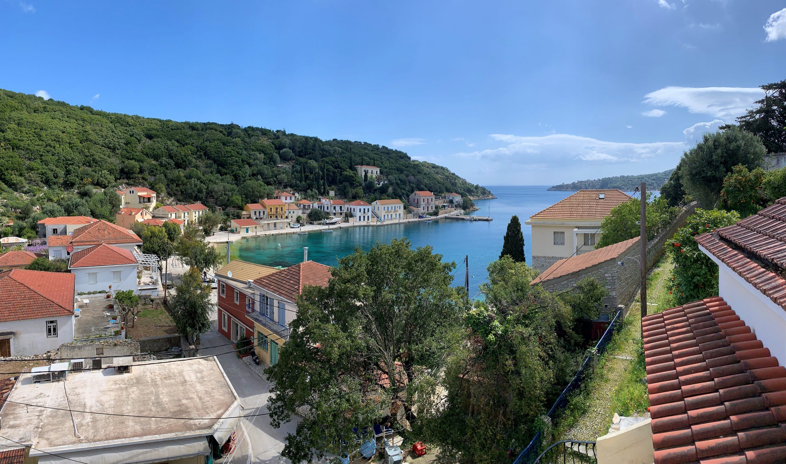 Aerial view of holiday apartment for rent on Ithaca Greece, Kioni