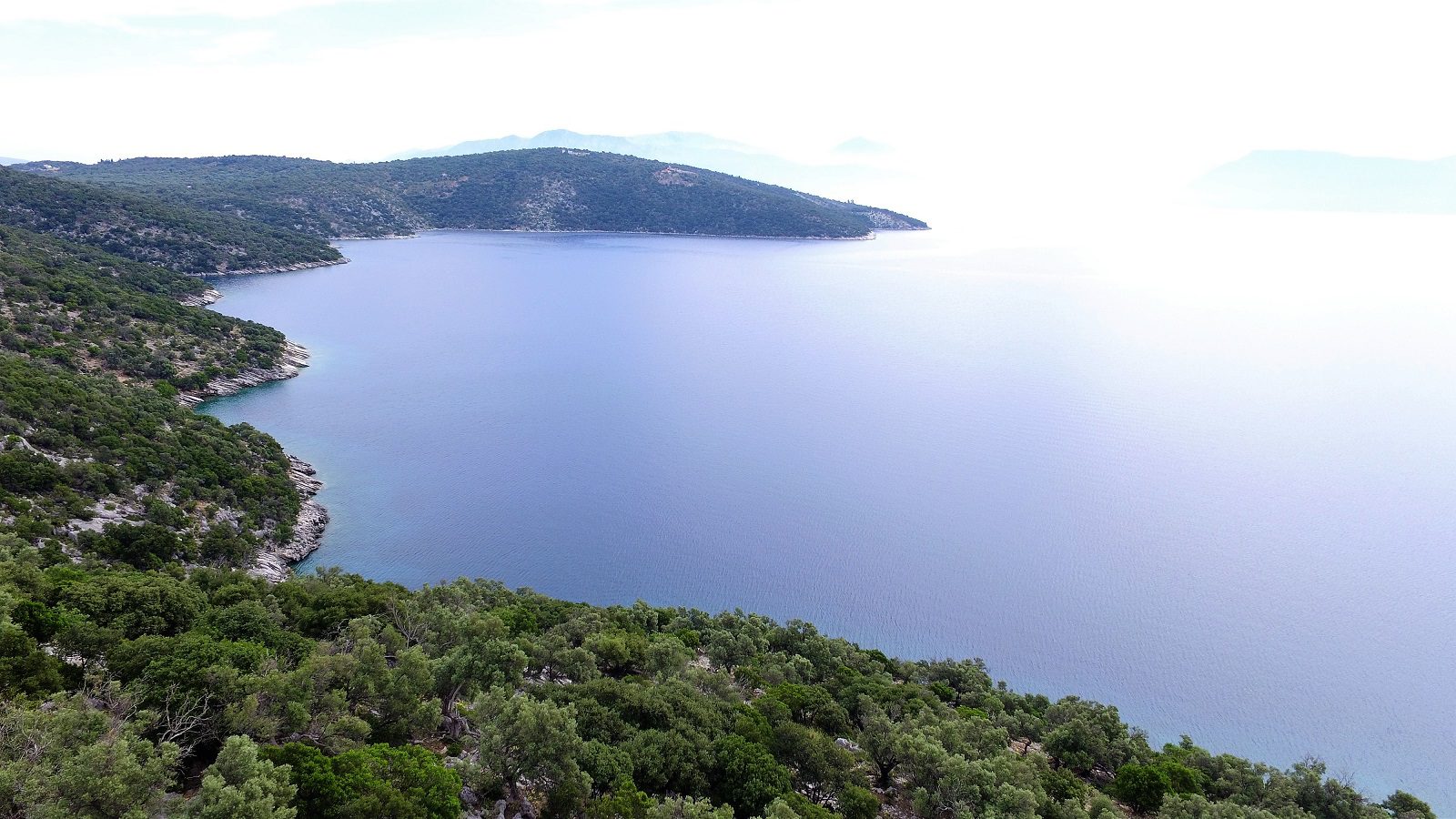 Aerial view of land for sale on Ithaca Greece, Meganisi