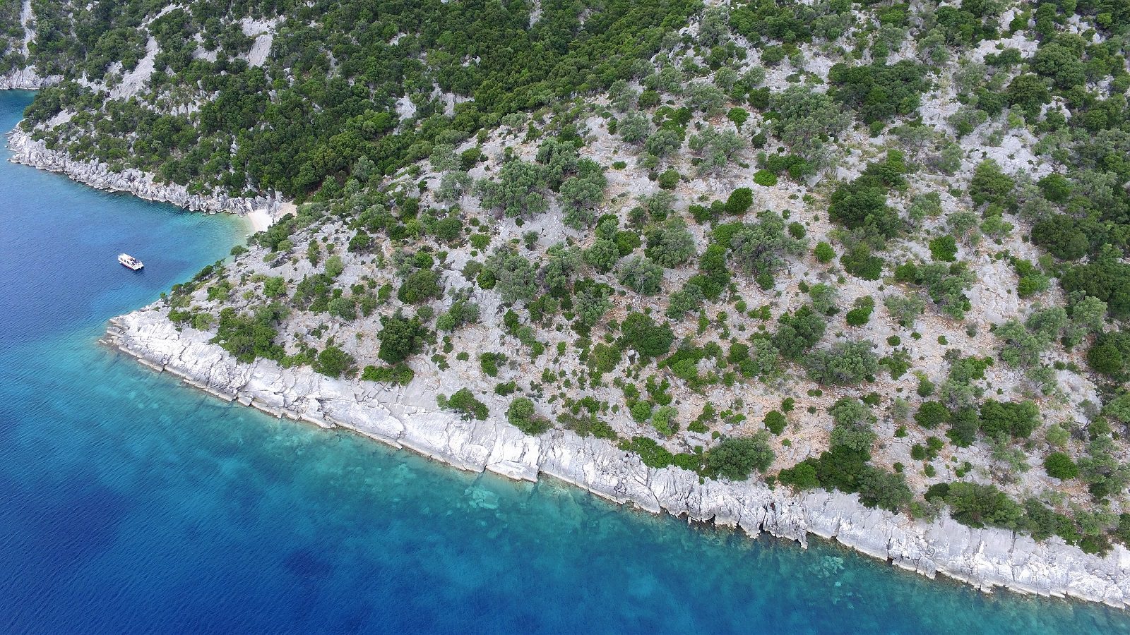 Aerial view of land for sale on Ithaca Greece, Meganisi