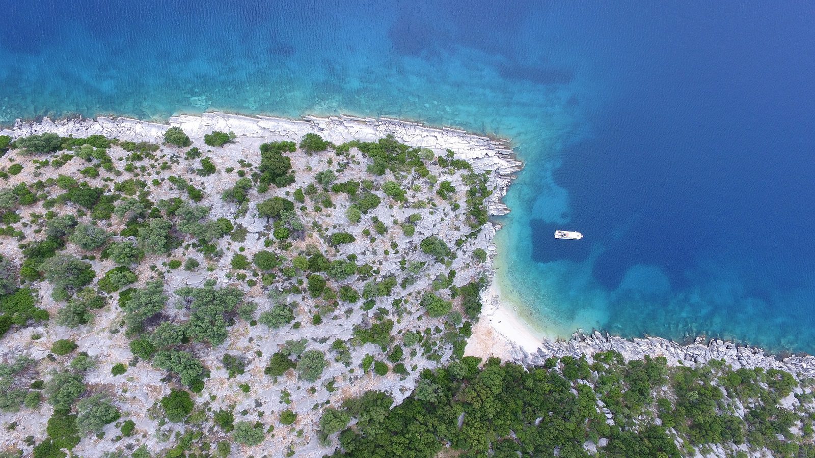 Aerial view of land for sale on Ithaca Greece, Meganisi