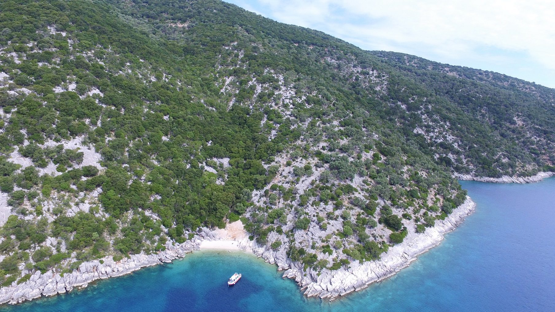 Aerial view of land for sale on Ithaca Greece, Meganisi