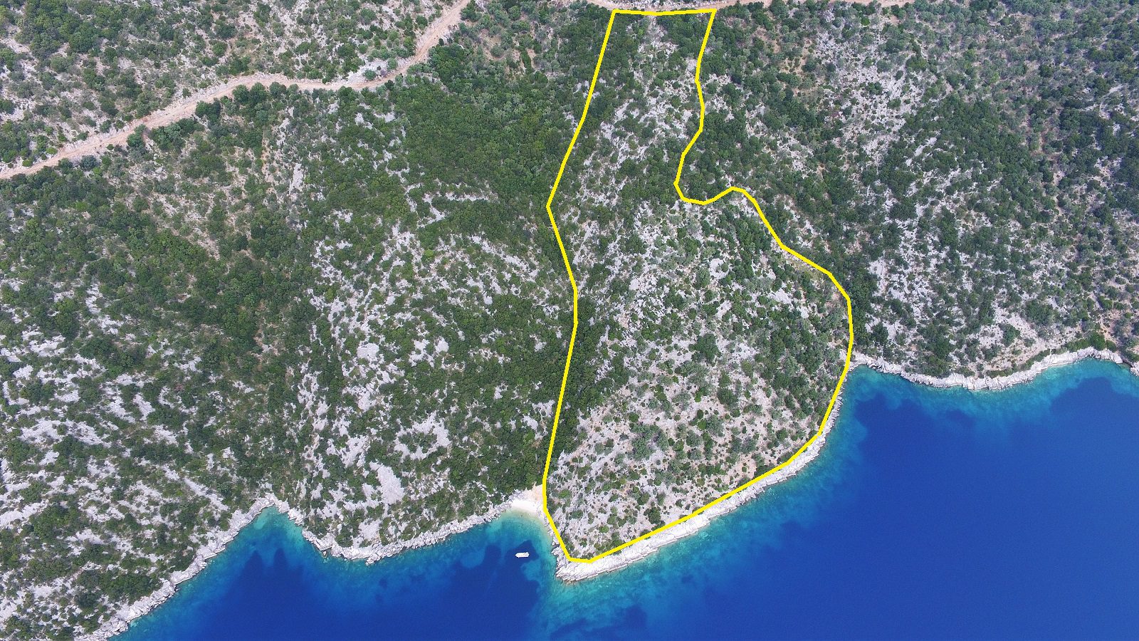 Aerial view of land for sale on Ithaca Greece, Meganisi