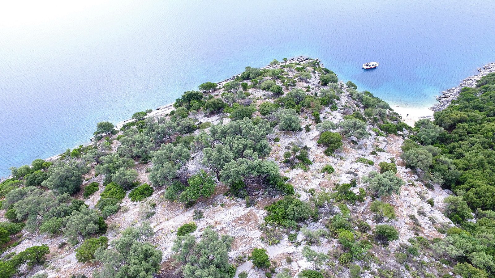 Aerial view of land for sale on Ithaca Greece, Meganisi
