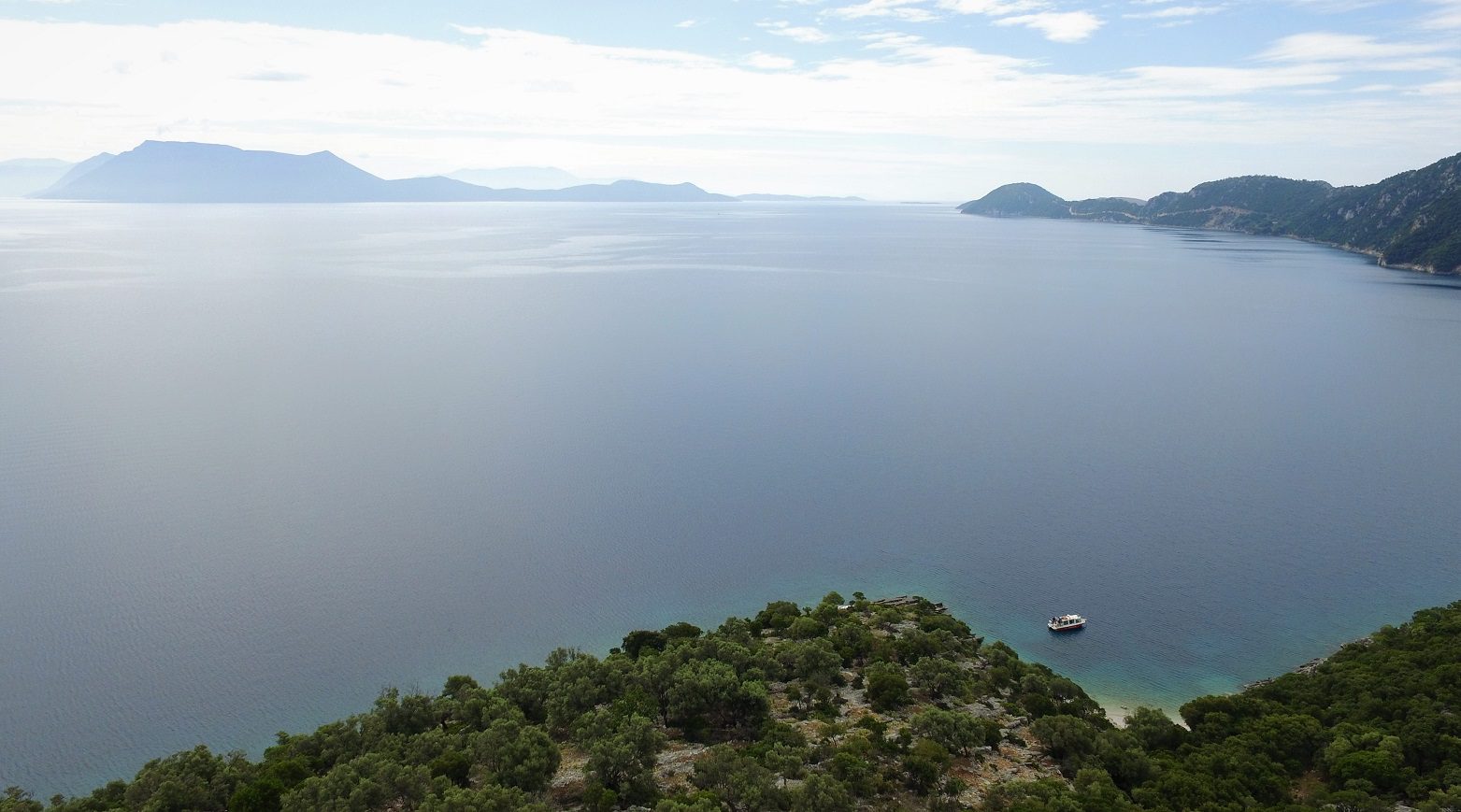 Aerial view of land for sale on Ithaca Greece, Meganisi