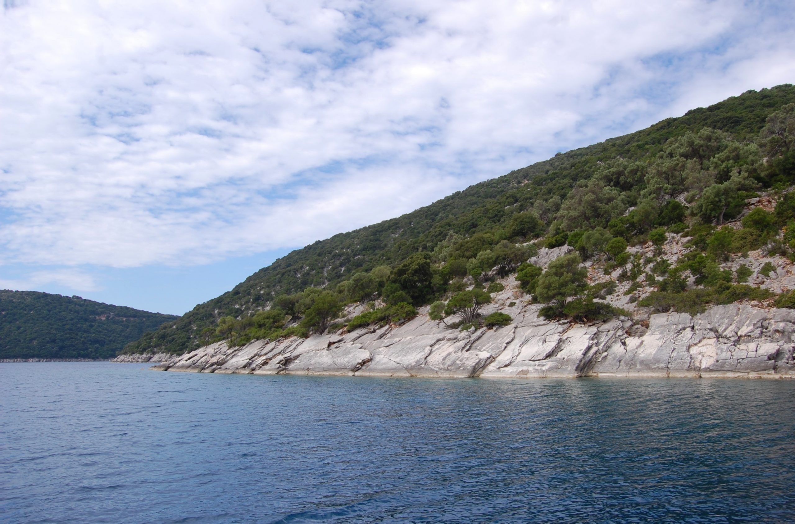 View from distance of land for sale on Ithaca Greece, Meganisi
