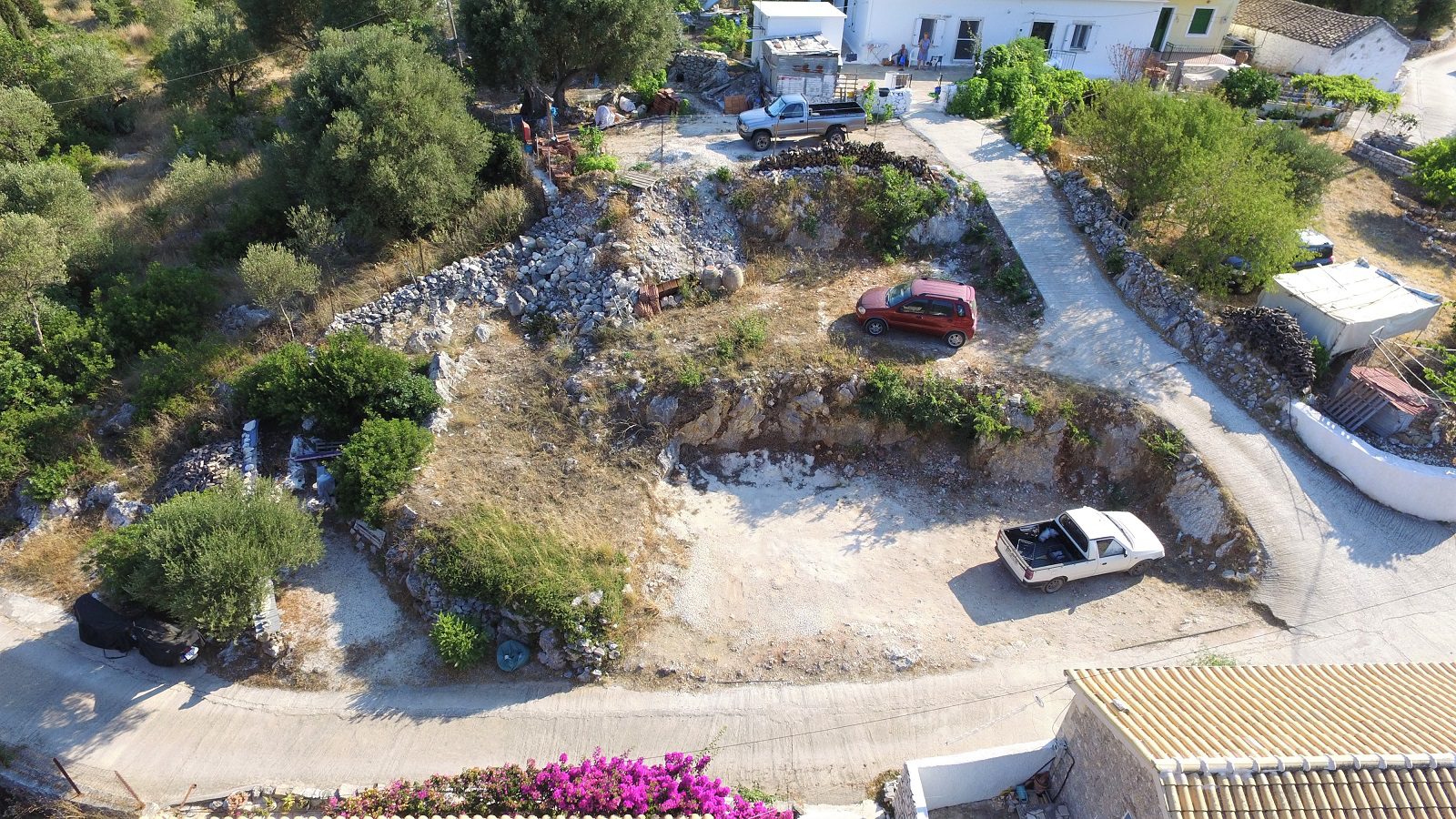 Aerial view and border of land for sale Ithaca Greece, Ag Saranda