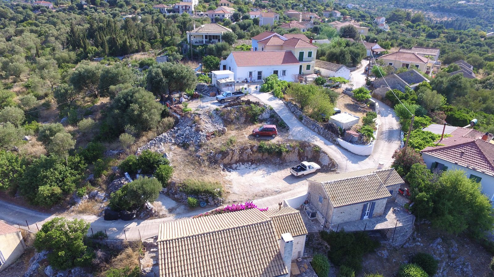 Aerial view and border of land for sale Ithaca Greece, Ag Saranda