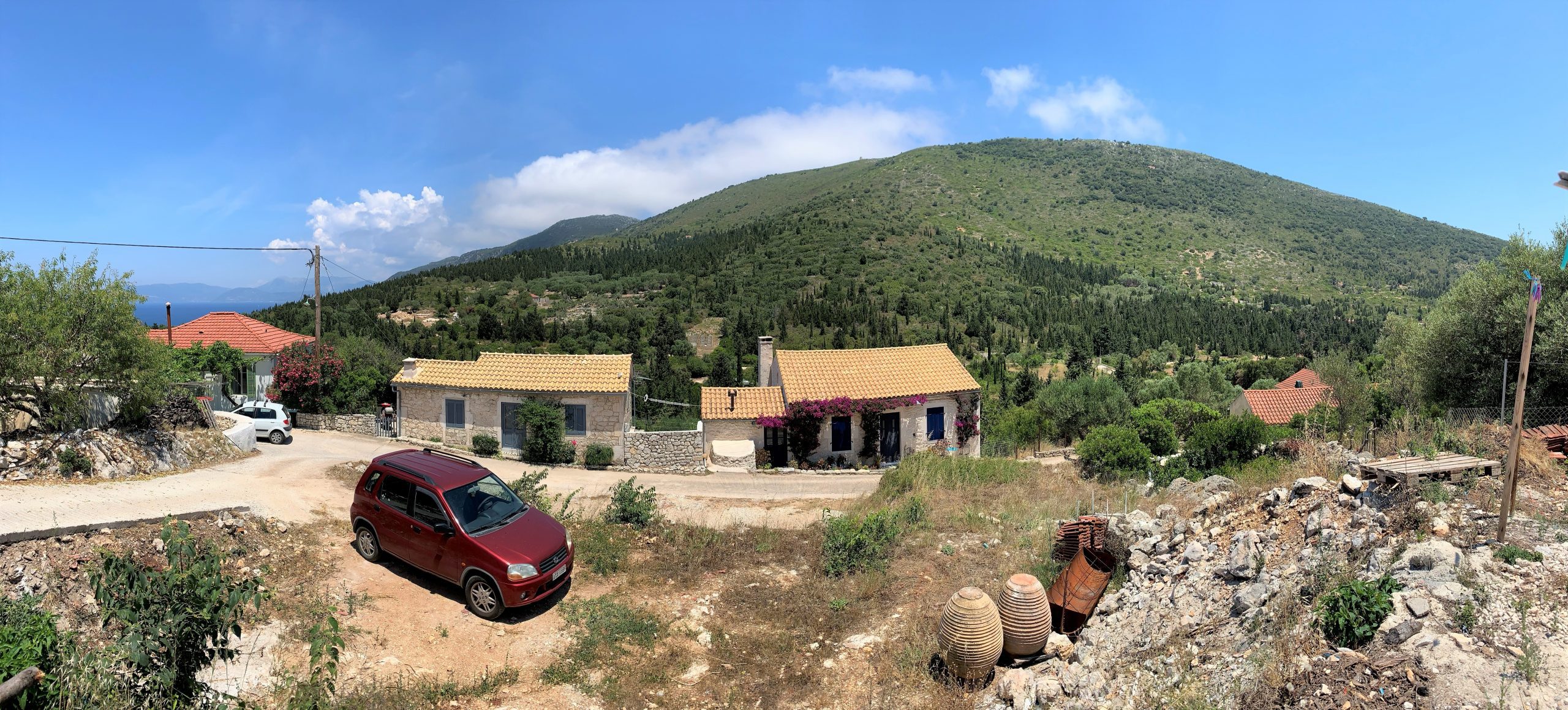 View from distance of land for sale Ithaca Greece, Ag Saranda