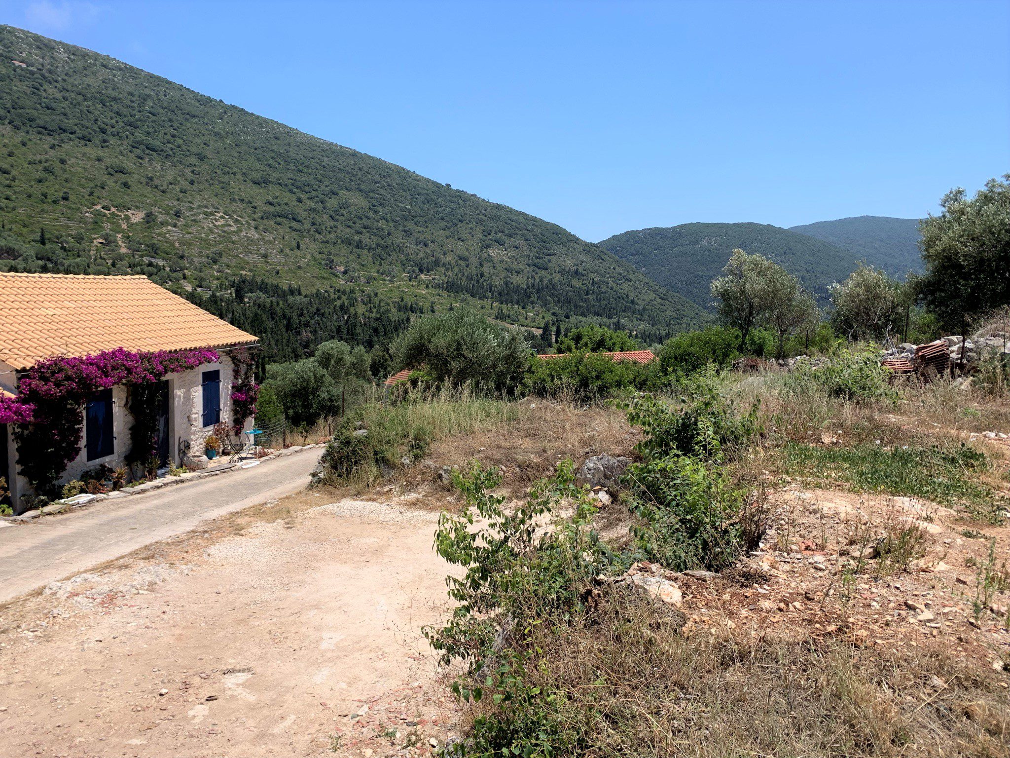Landscape and terrain of land for sale on Ithaca Greece, Ag Saranta