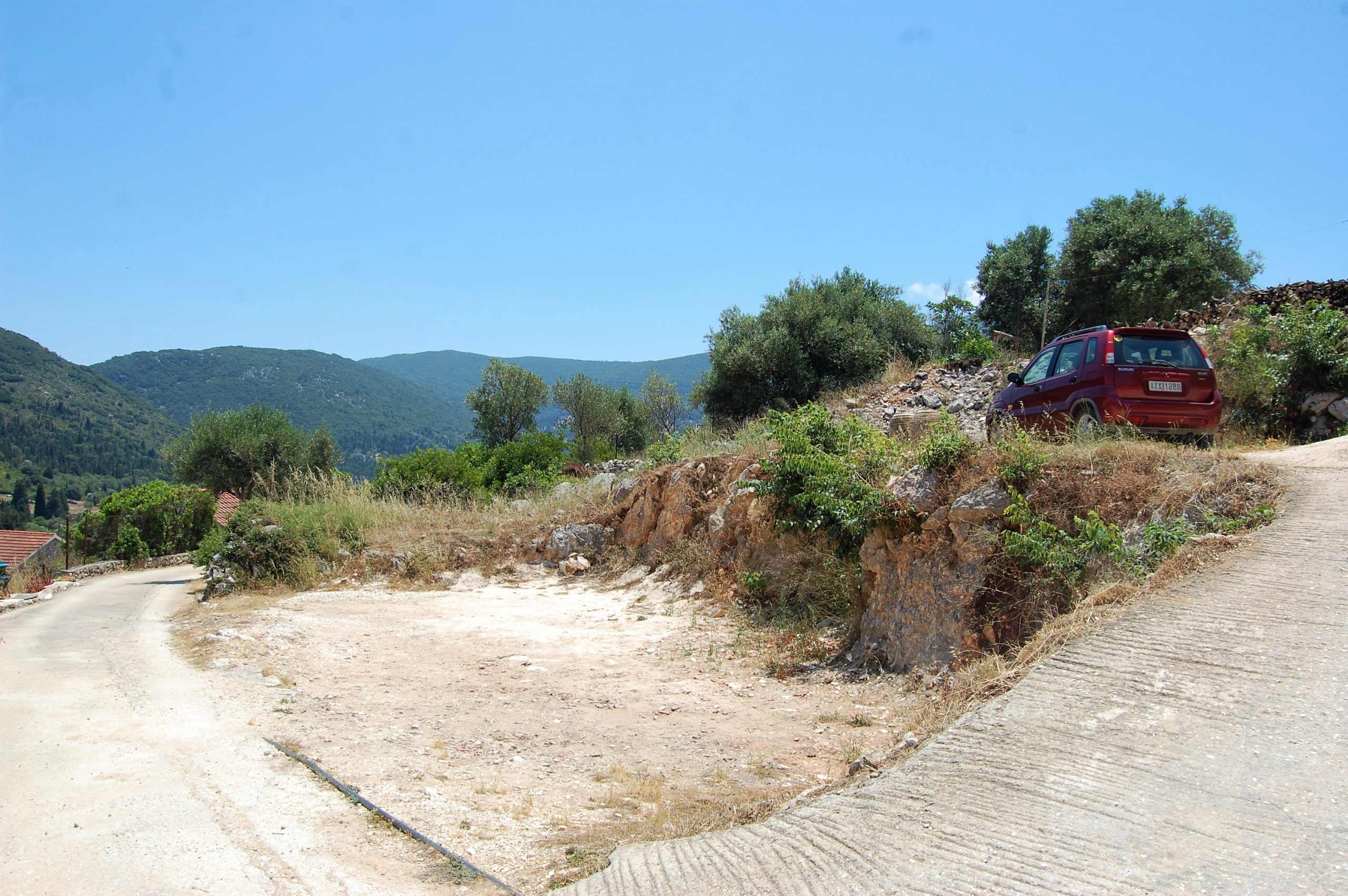 Landscape and terrain of land for sale on Ithaca Greece, Ag Saranta