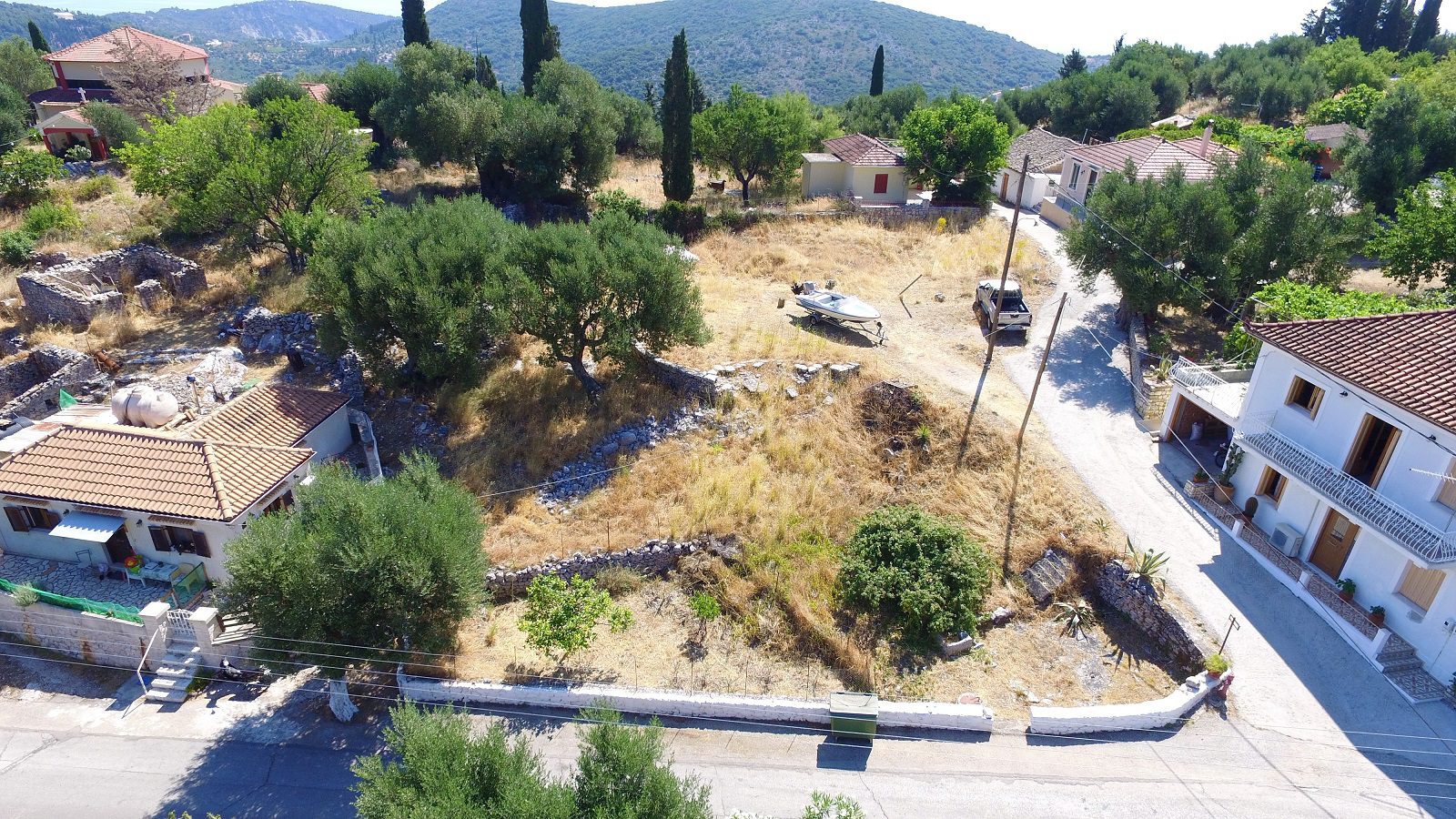 Aerial view of land for sale Ithaca Greece, Perachori