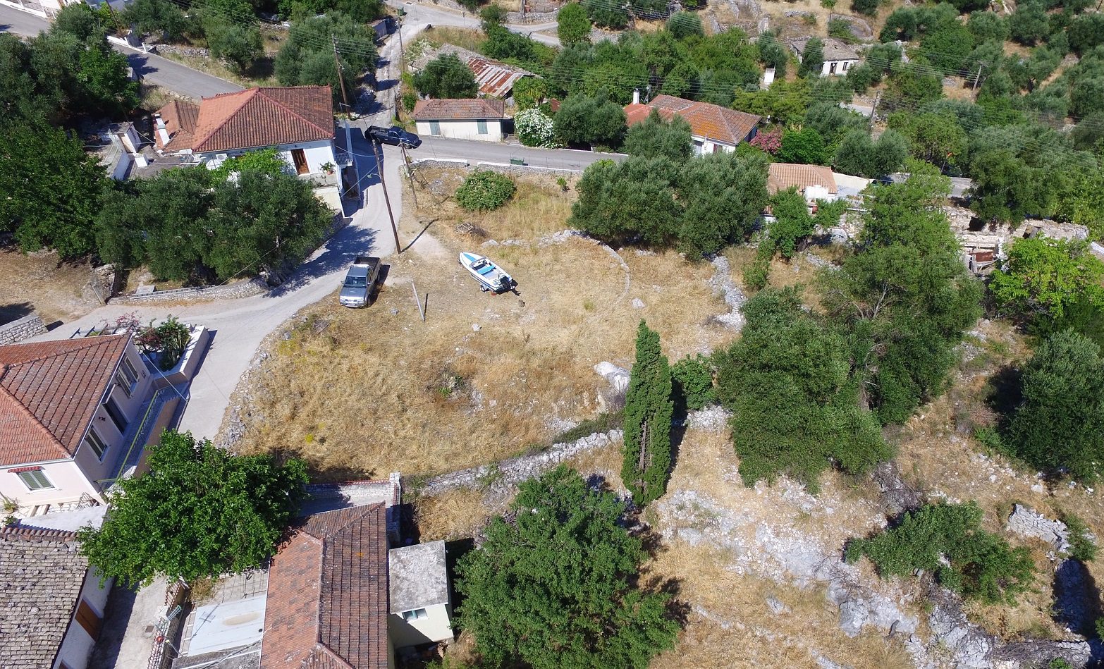 Aerial view of land for sale Ithaca Greece, Perachori