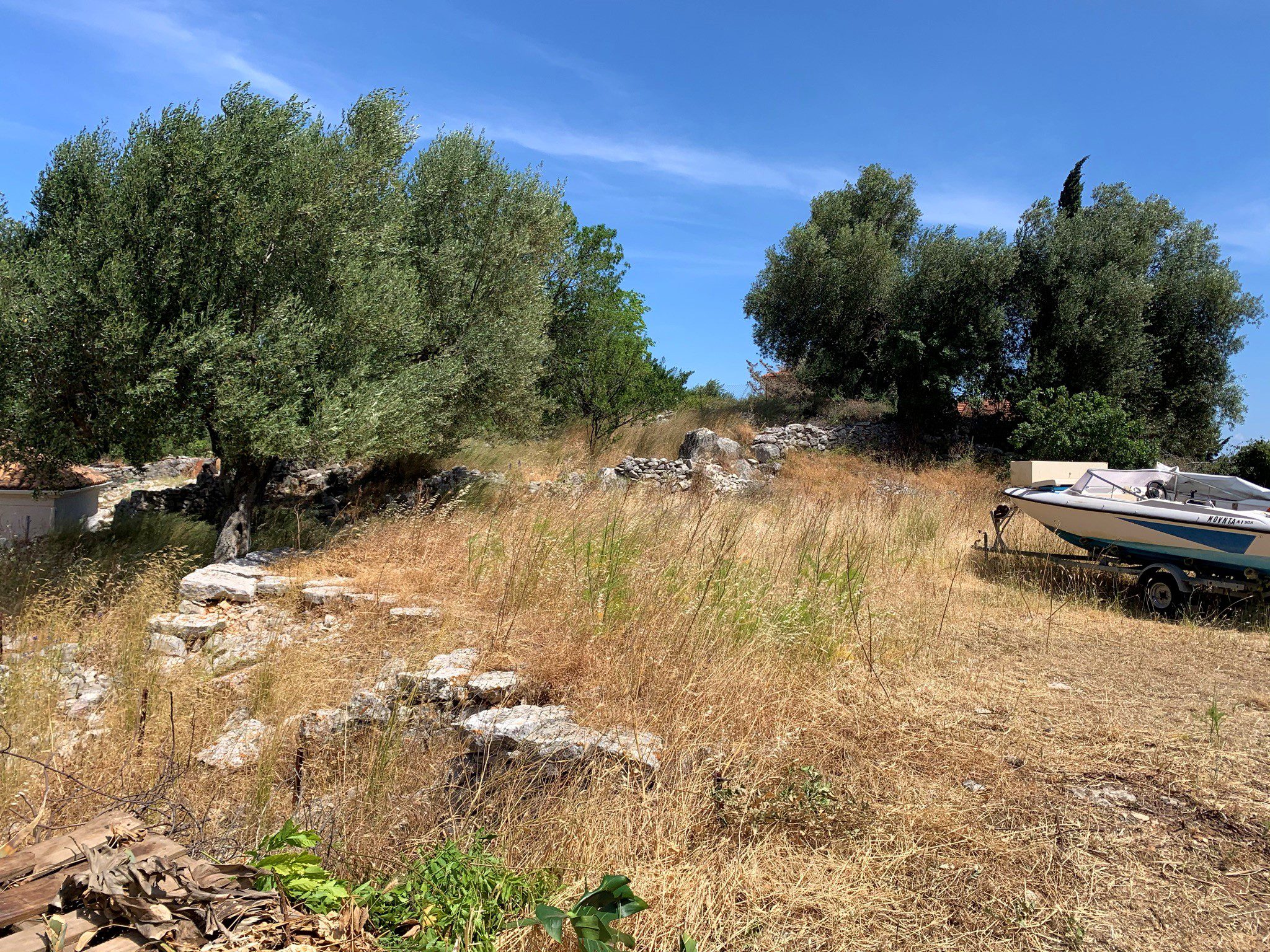 Landscape and terrain of land for sale on Ithaca Greece, Perachori