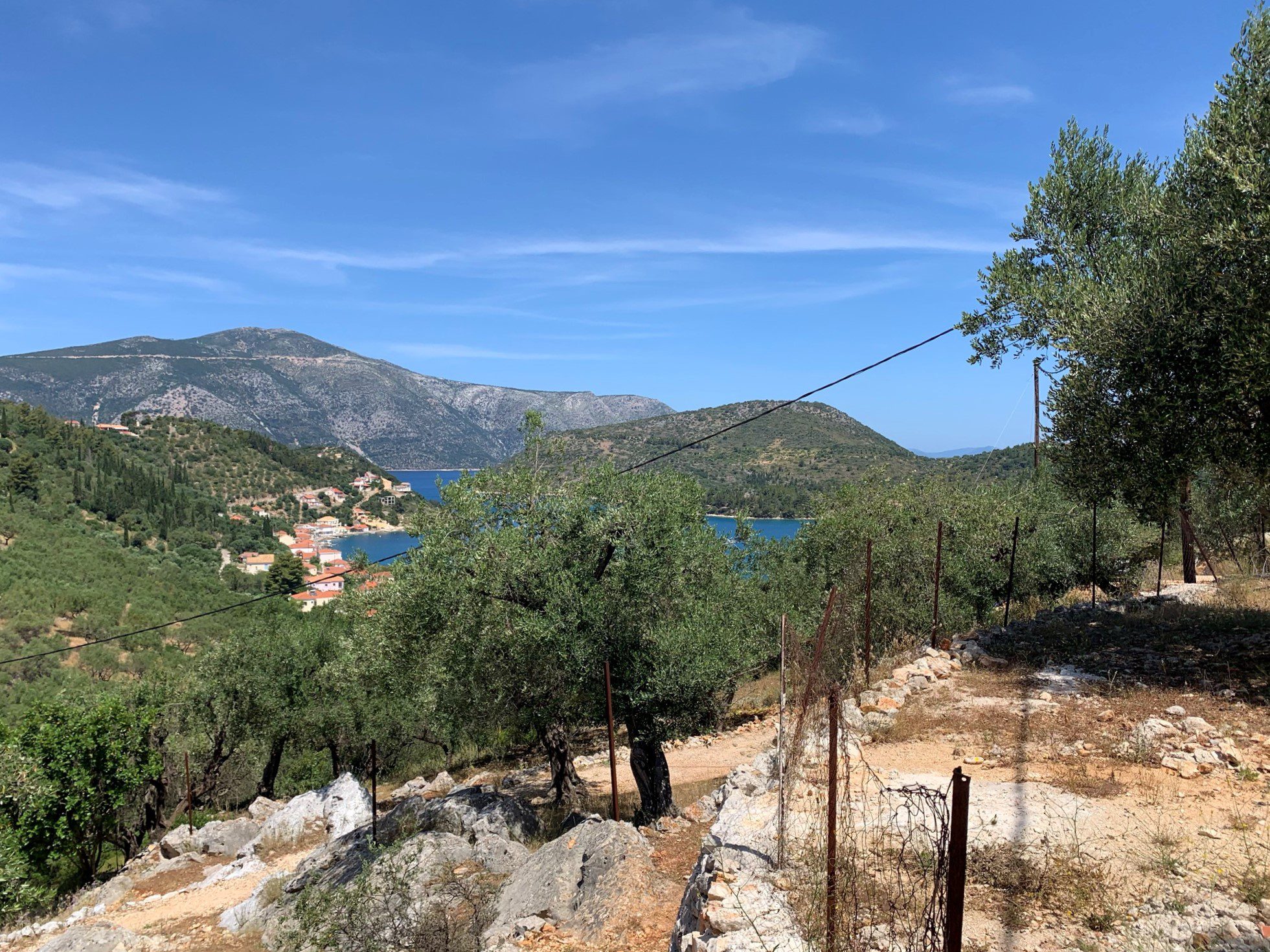 Sea view of land for sale on Ithaca Greece, Vathi