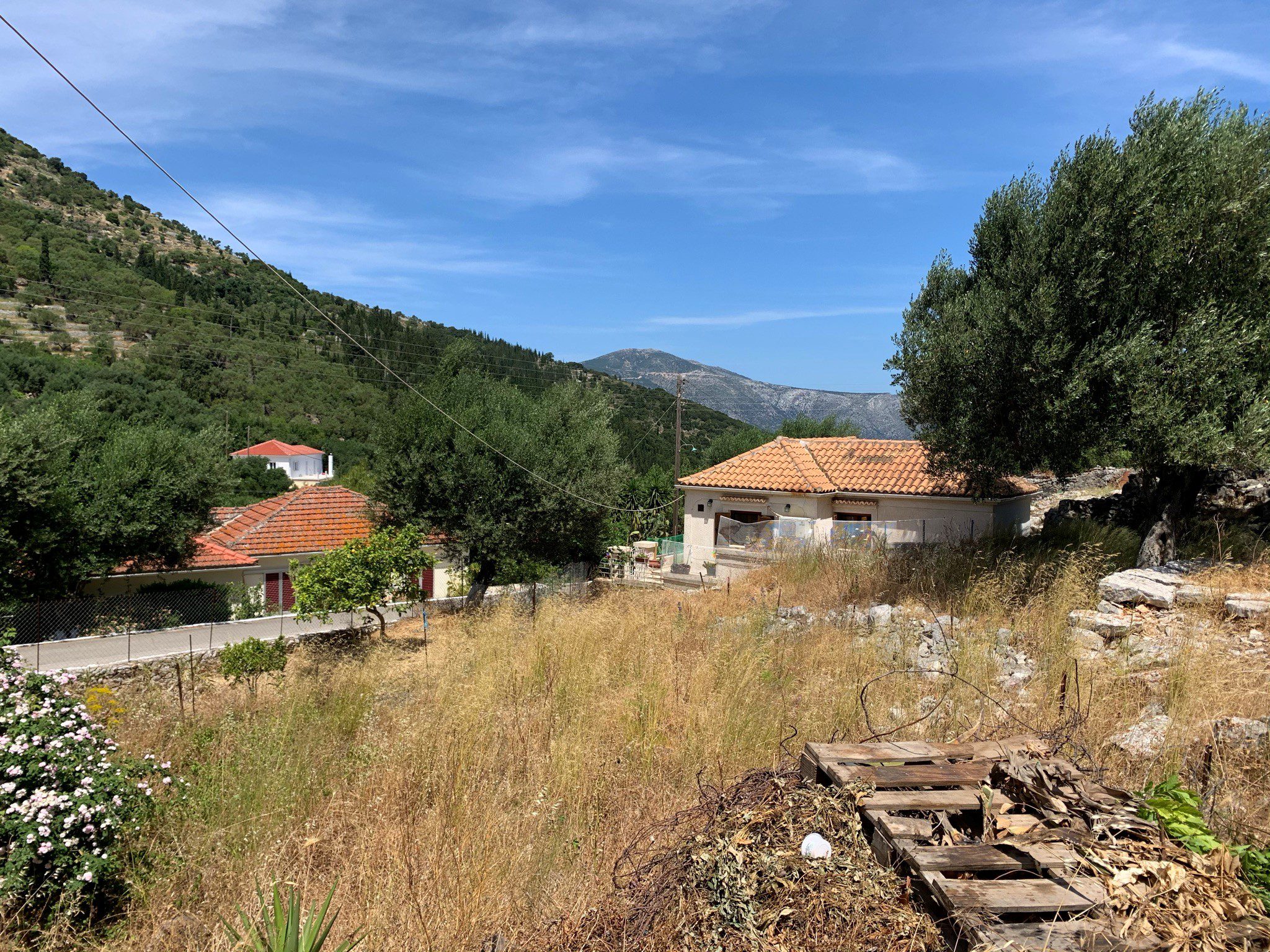 Landscape and terrain of land for sale on Ithaca Greece, Perachori
