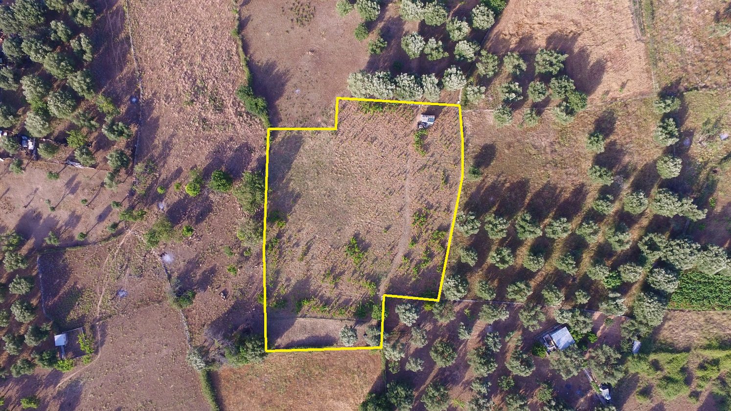 Aerial view and border of land for sale Ithaca Greece, Vathi